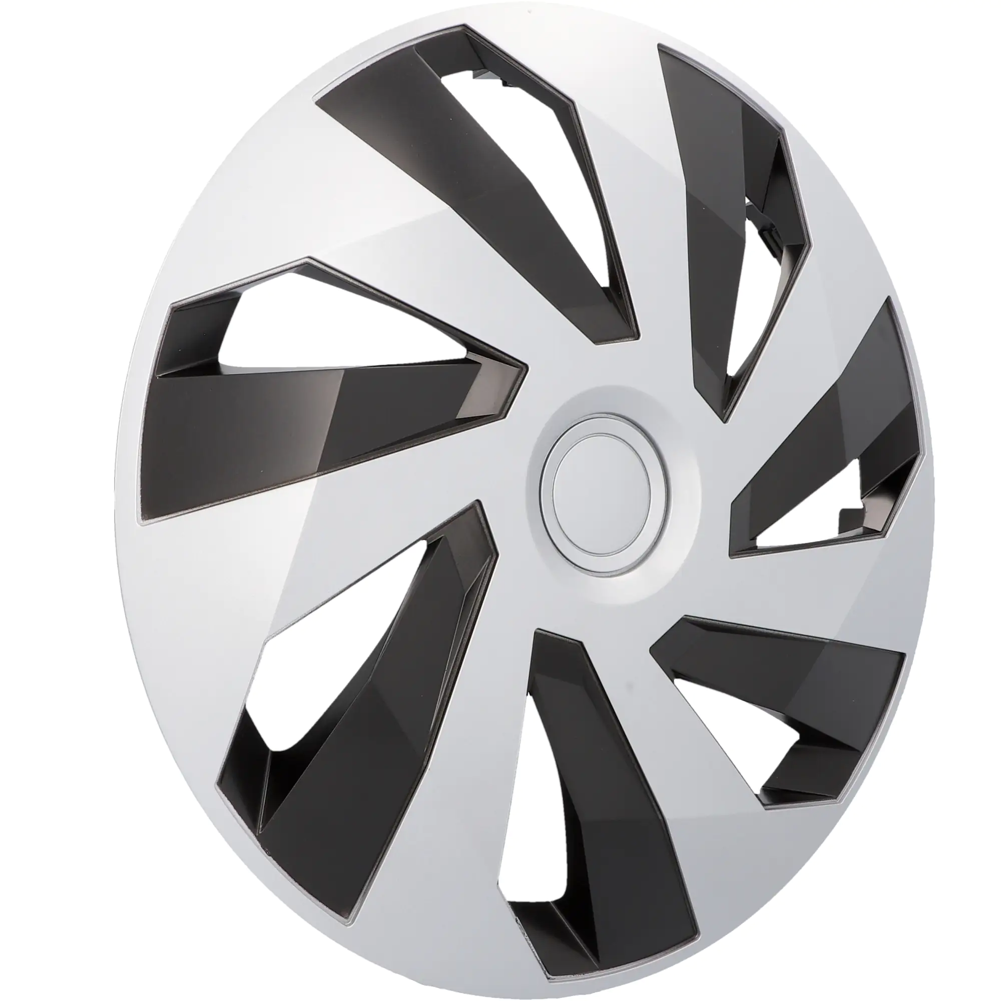 Cartrend Radzierblenden Flow 40 cm (16 Zoll) silber schwarz 4 Stück
