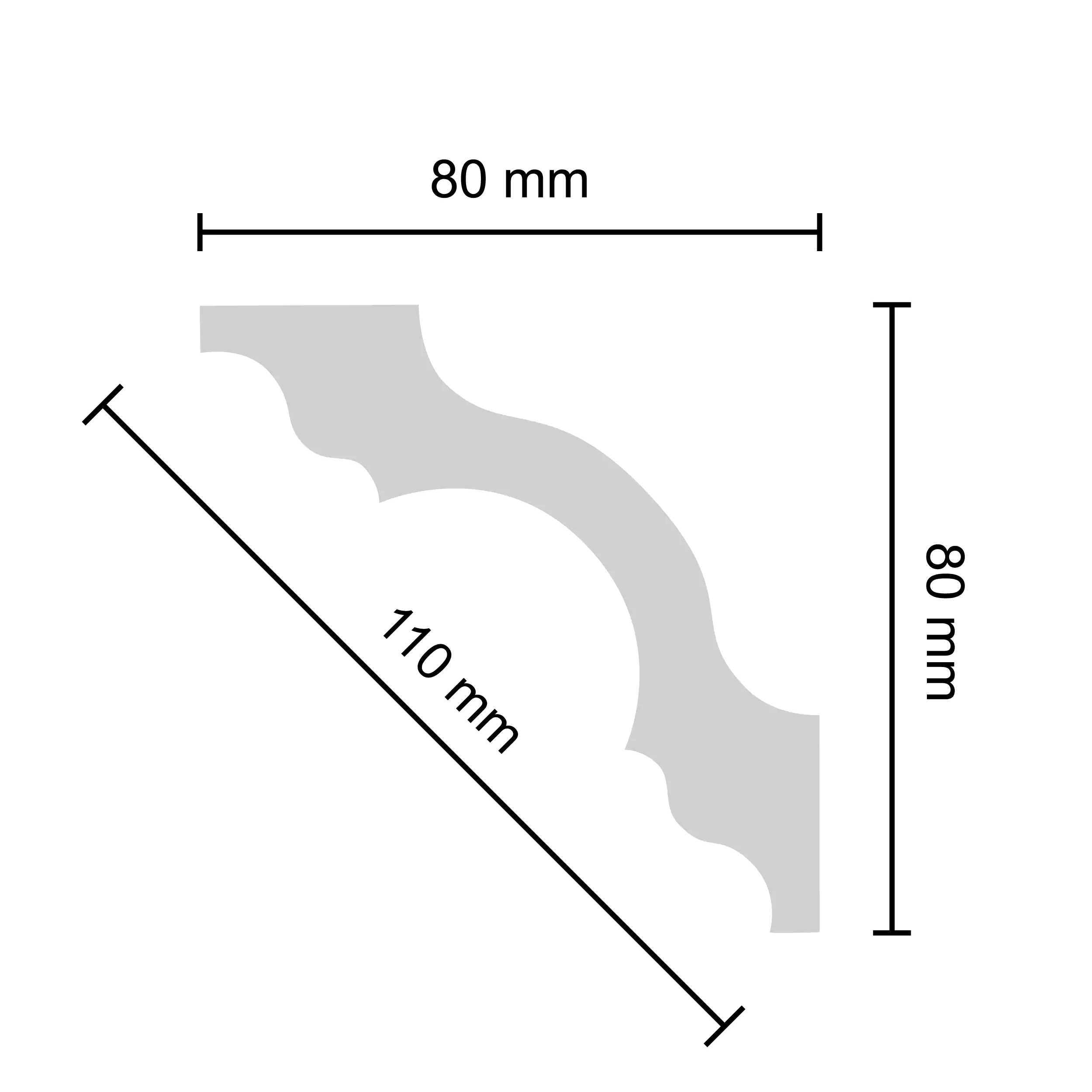 Decosa Deckenleiste Stefanie, 2 m x 80 mm x 80 mm
