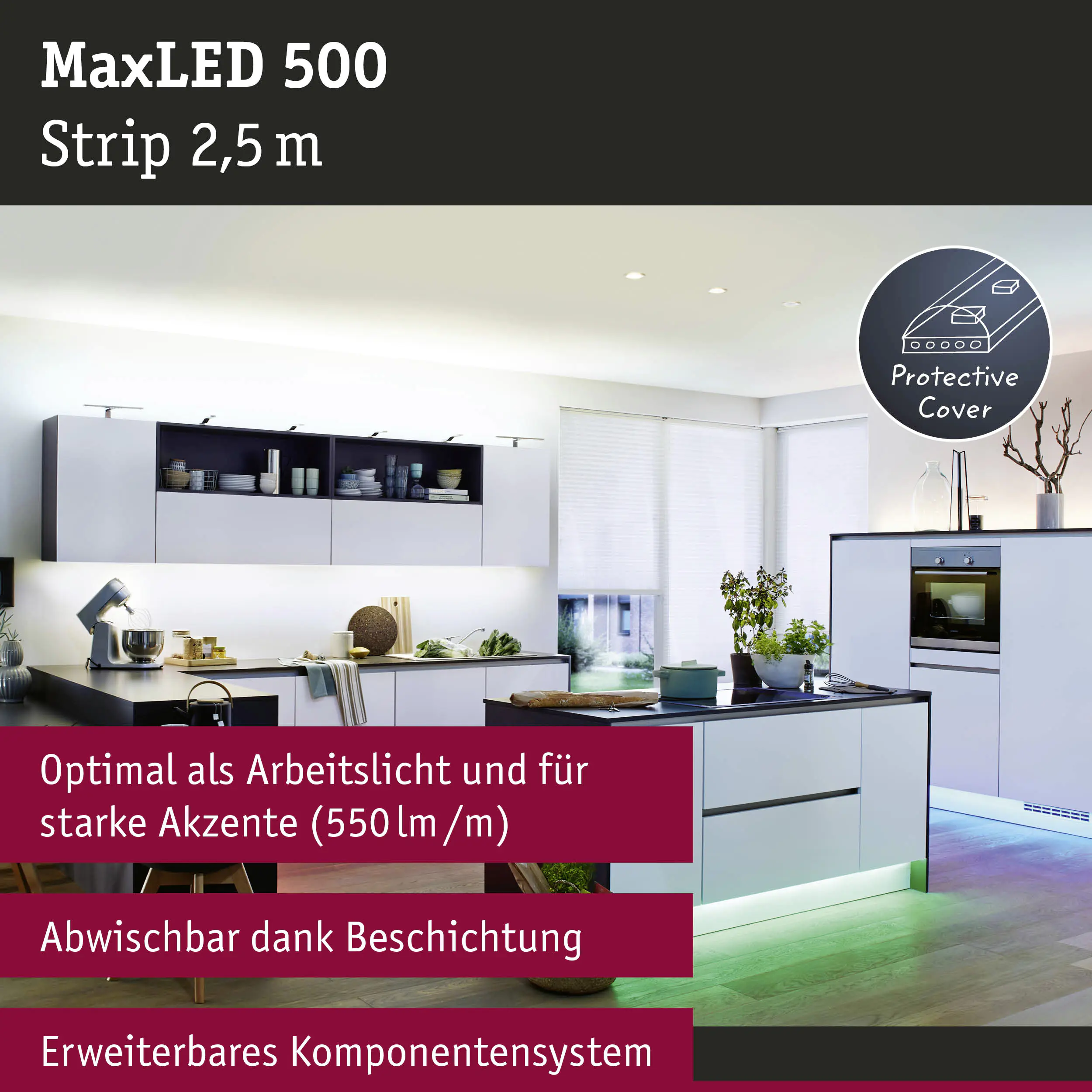Paulmann MaxLED 500 Stripe 2,5 m RGBW IP44 Cover silber