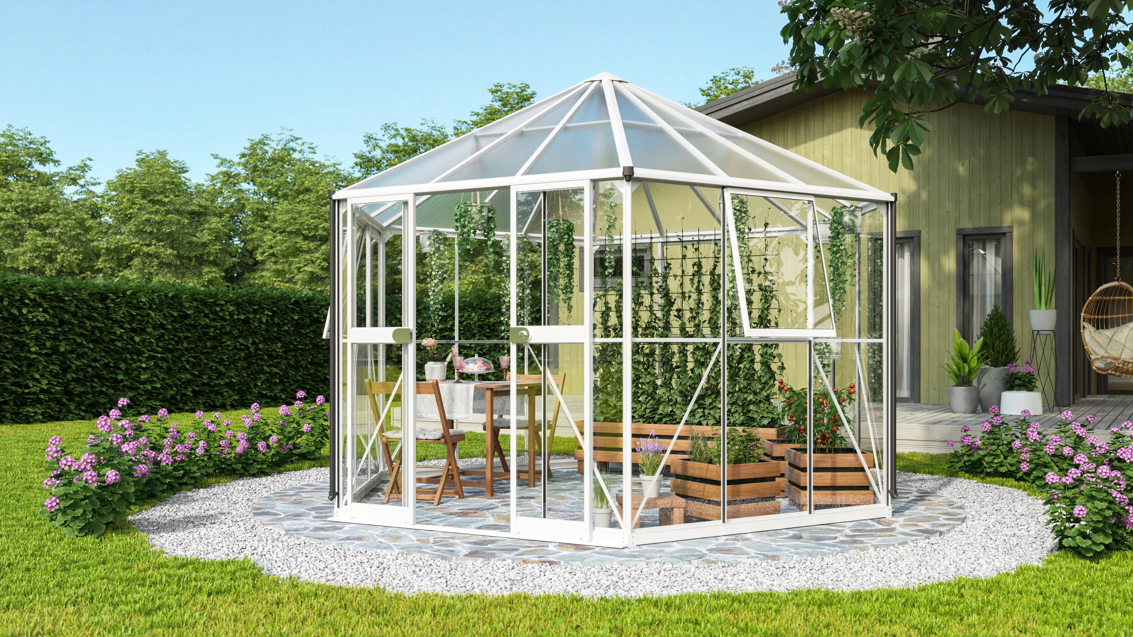 Vitavia Gewächshaus Pi 9000 ESG 3 mm 383 x 333 cm