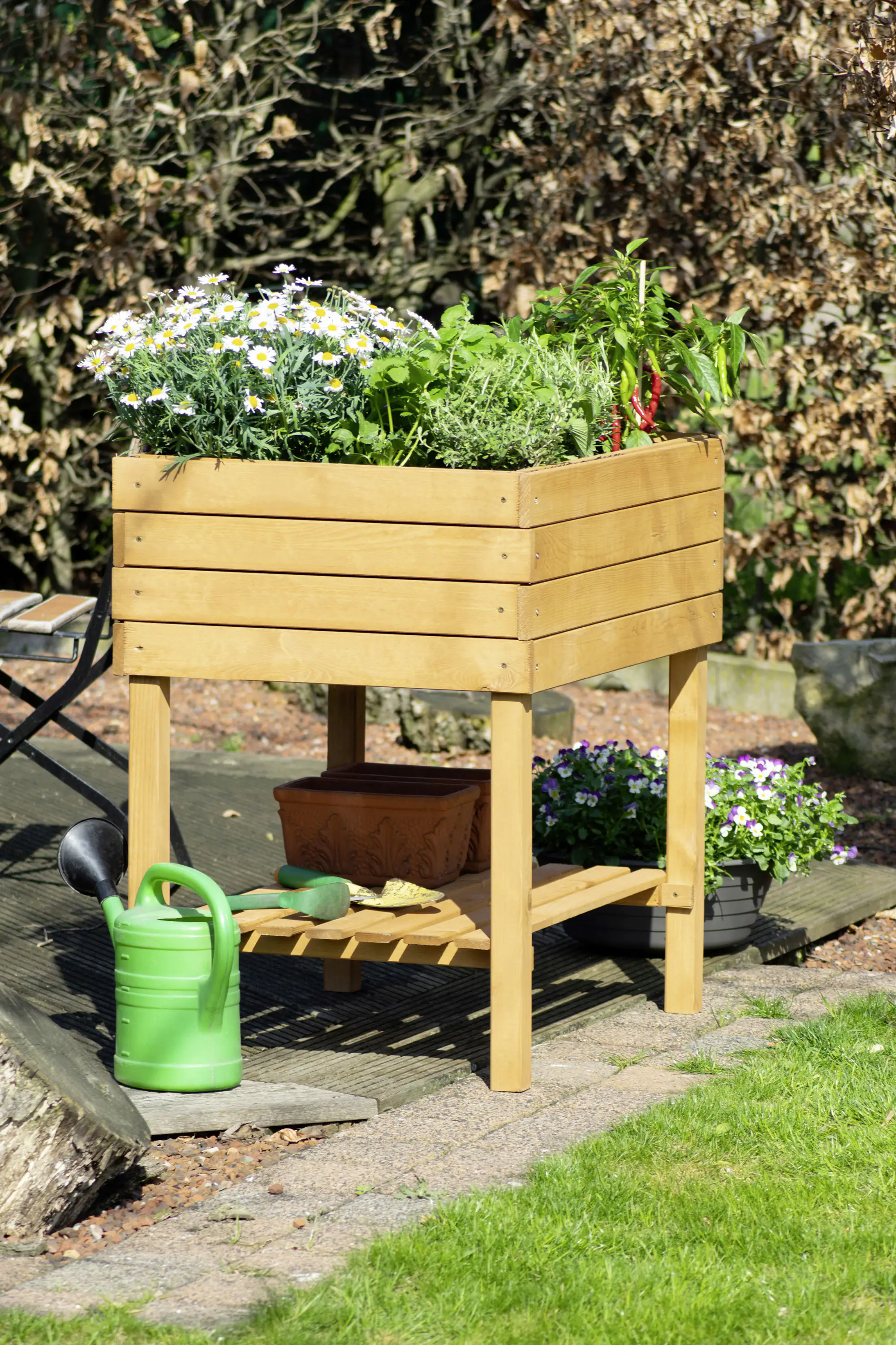 Dobar Hochbeet mit Ablage inkl. Pflanzfolie 80 x 58 x 80 cm