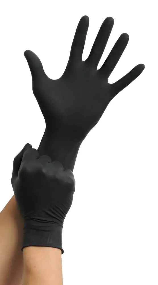 MaiMed Einmalhandschuhe Black Latex Größe L, 100 Stück, schwarz