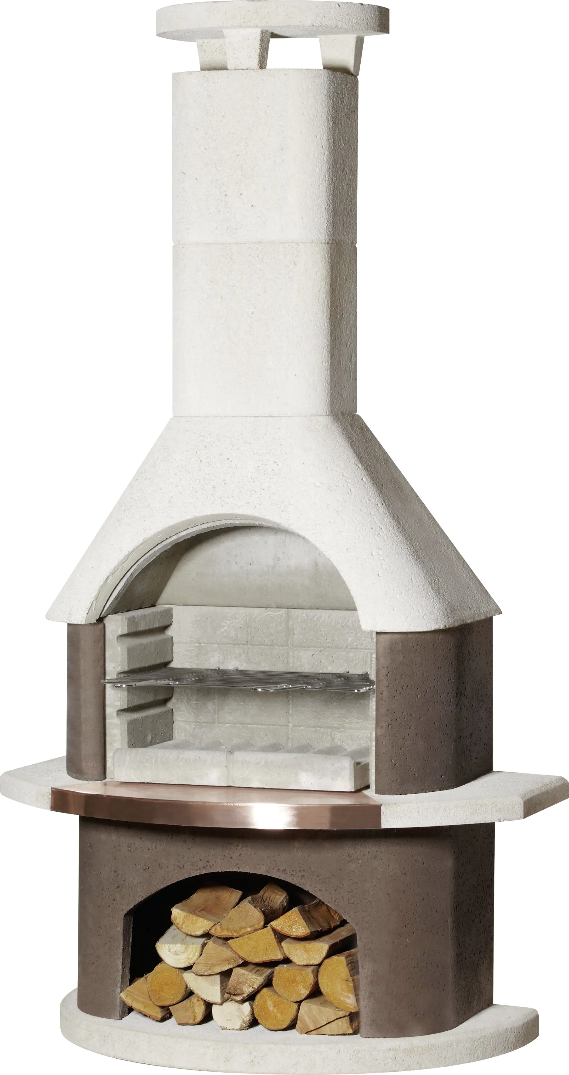 Buschbeck Grillkamin San Remo weiß-braun 206 x 110 x 65 cm