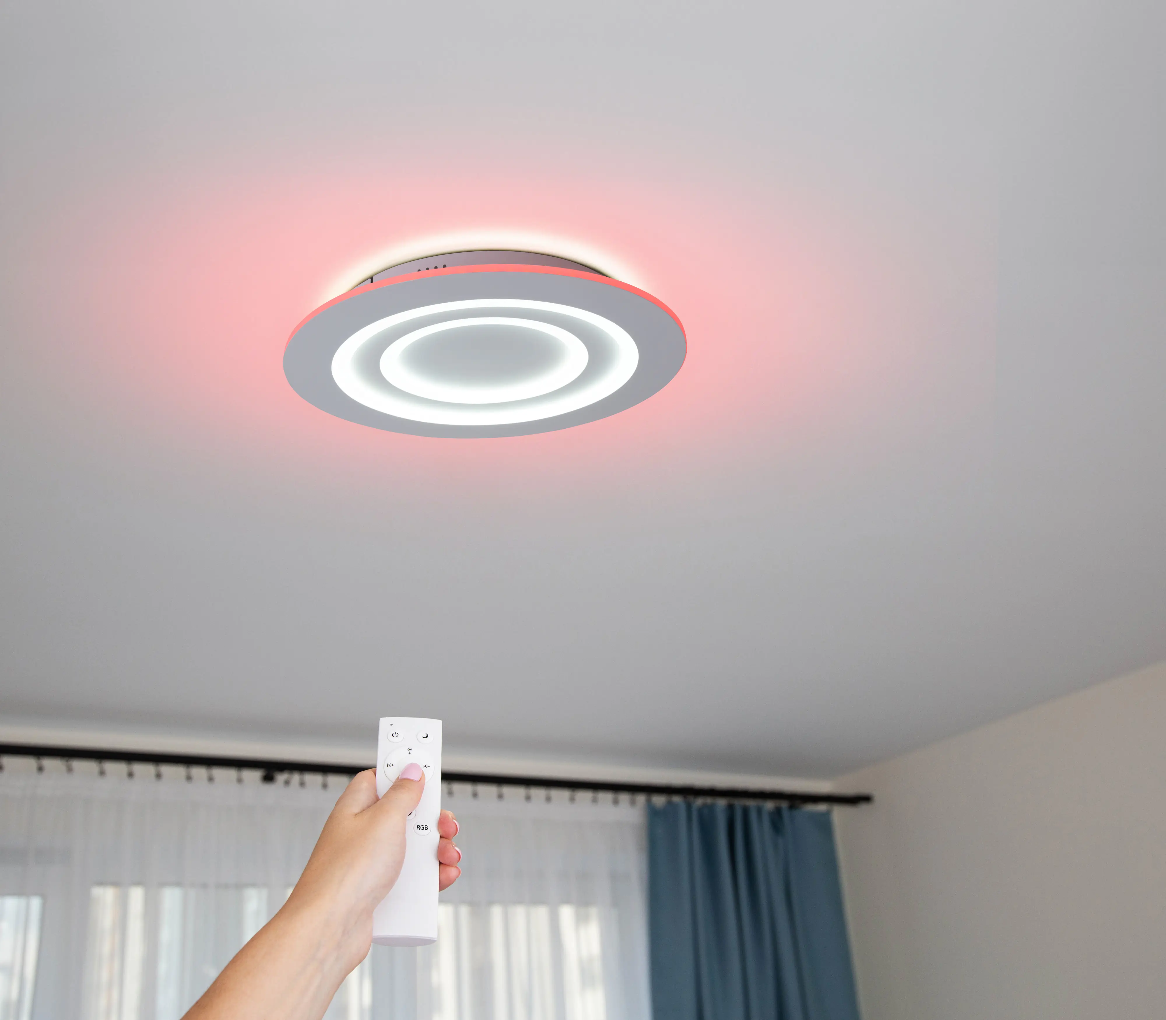 Light & More LED-Deckenleuchte Ø 50 x 6 cm RGB weiß dimmbar