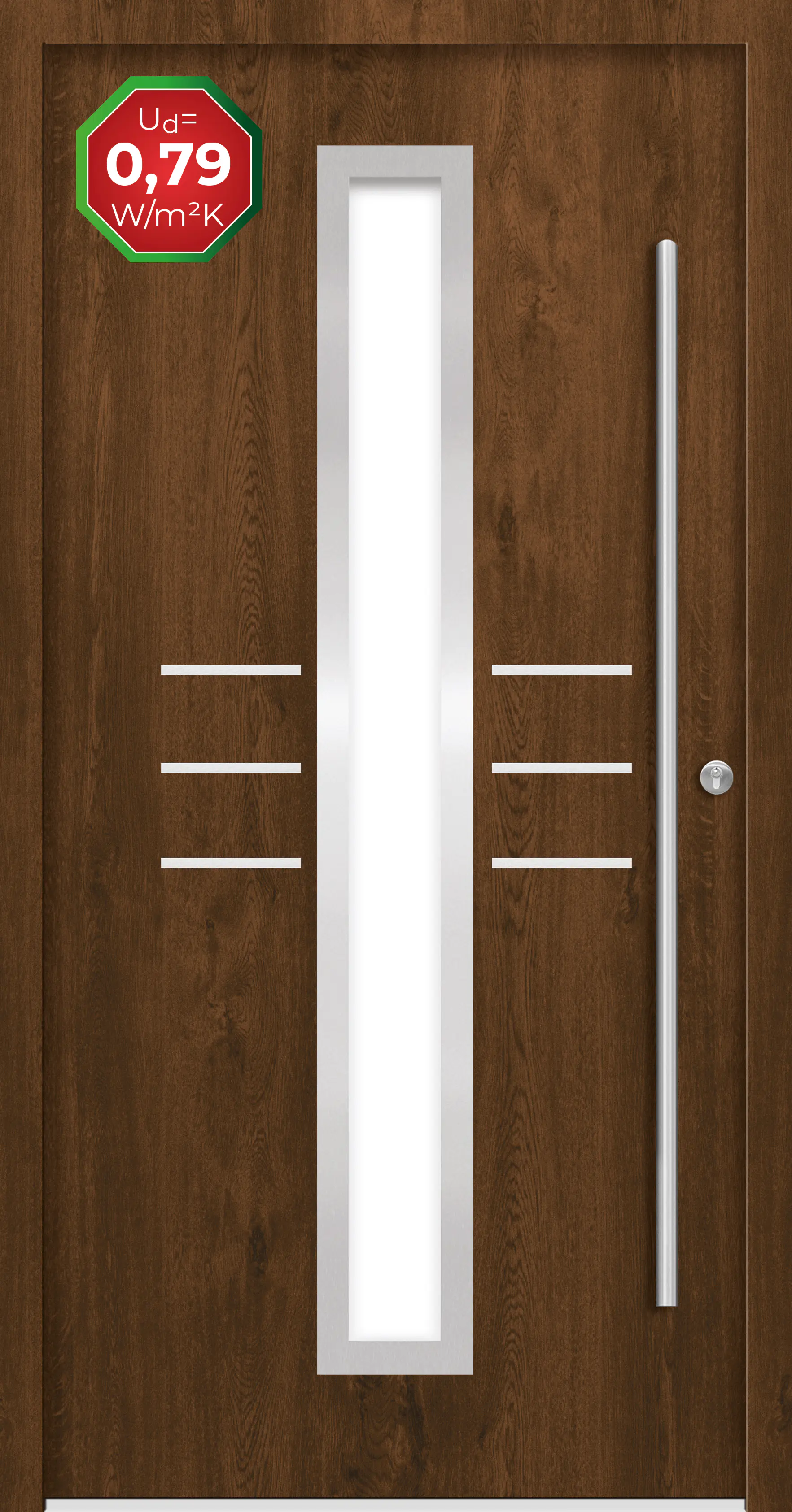 Splendoor Haustür Passivedoor Premium B07 Nussbaum DIN Rechts 100 x 210 cm