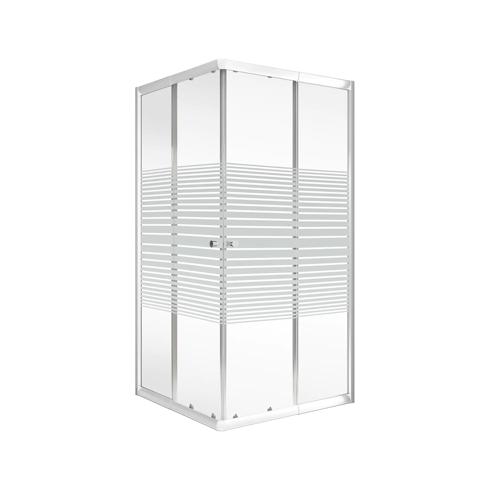 Schulte Eckeinstieg Sunny mit Schiebetüren und Dekorglas 75 - 90 x 180 cm alpinweiß