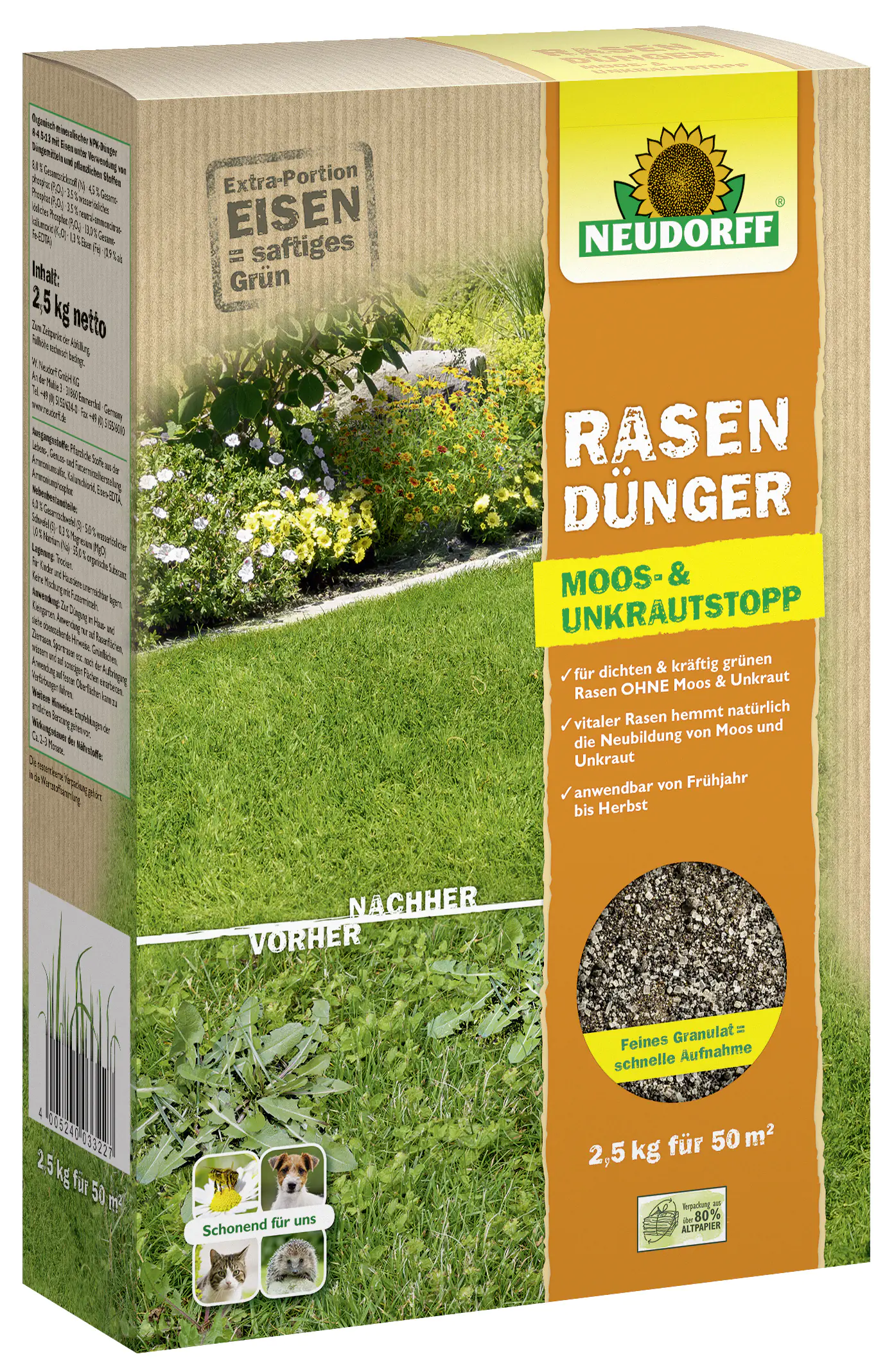 Neudorff Rasendünger Moos-& Unkrautstopp 2,5 kg
