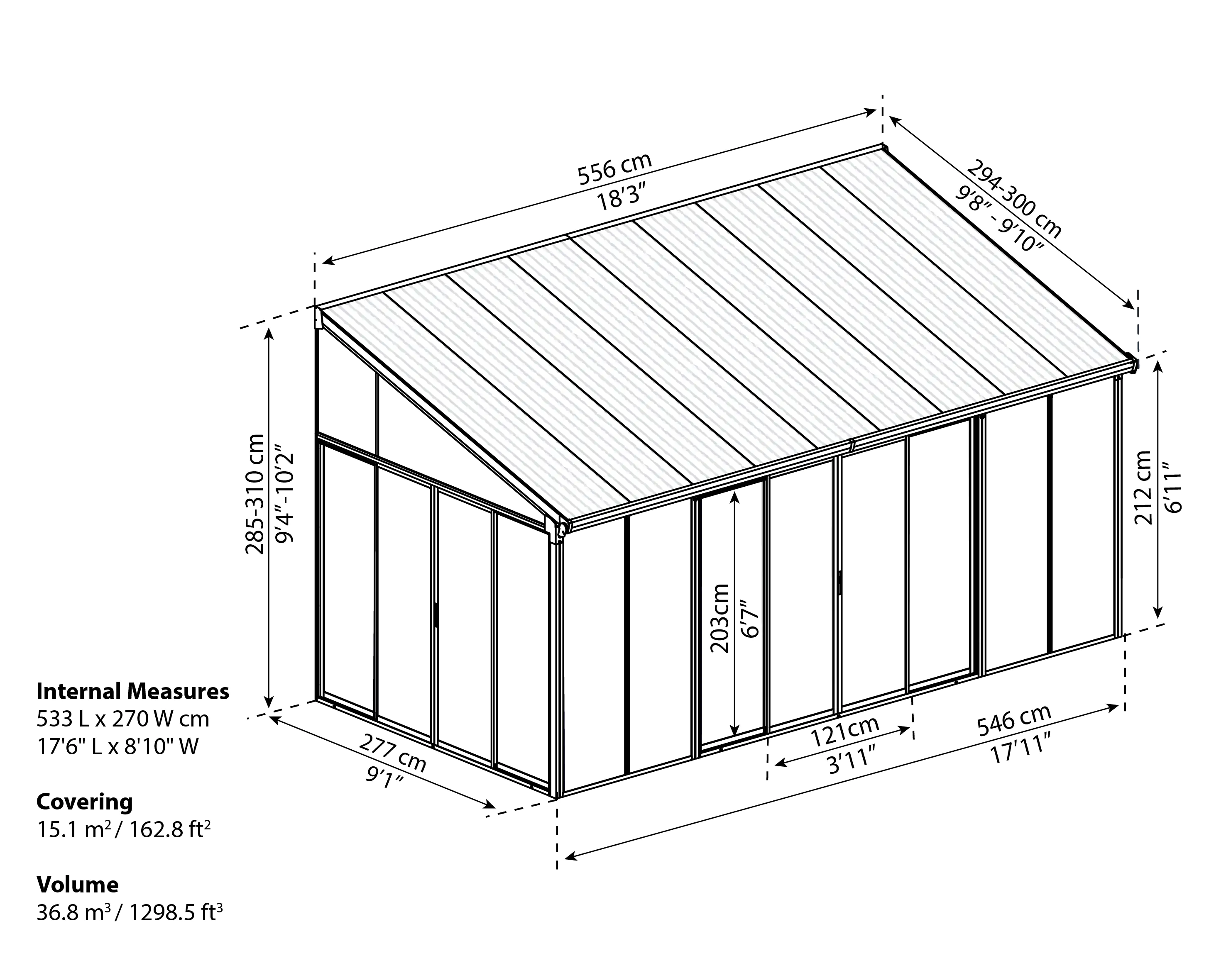 Canopia Wintergarten SanRemo 300 x 556 cm weiß