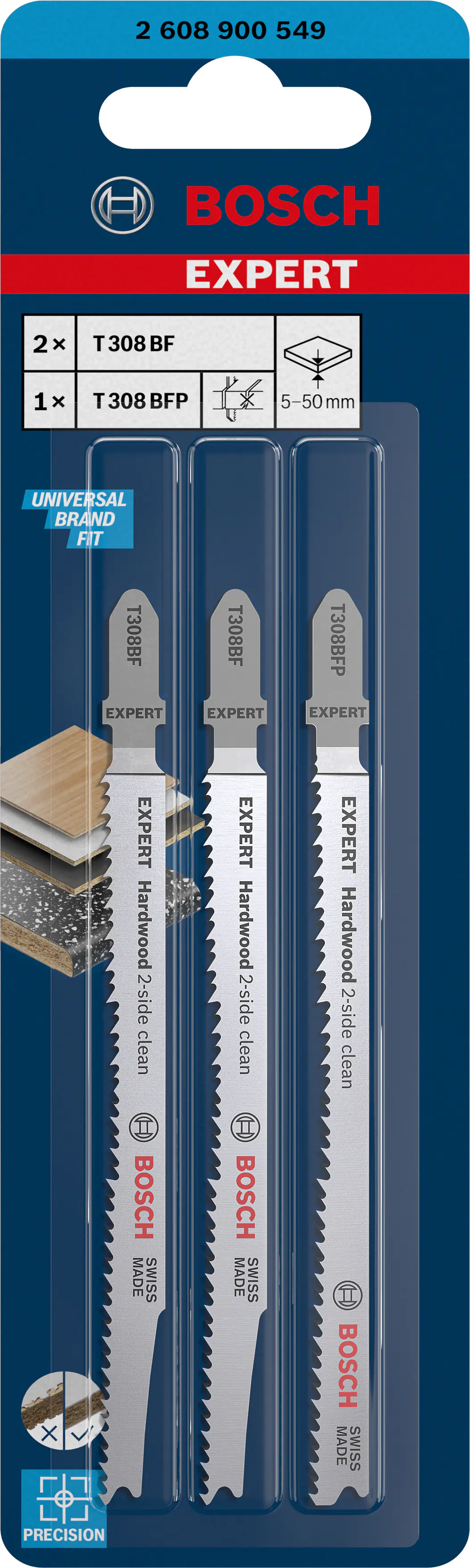 Bosch Expert Stichsägeblätter Hardwood 2-side clean 2-teilig T308BF/BFP