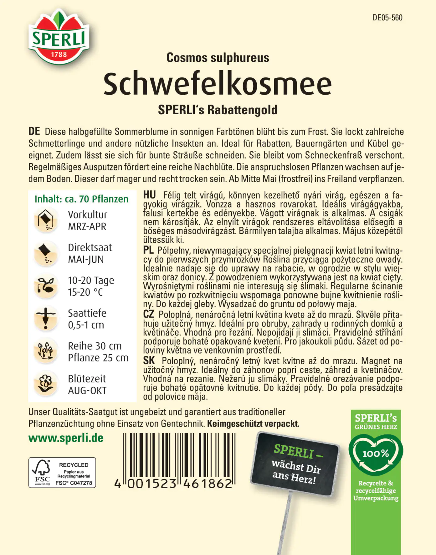 Sperli Schwefelkosmeen SPERLI's Rabattengold