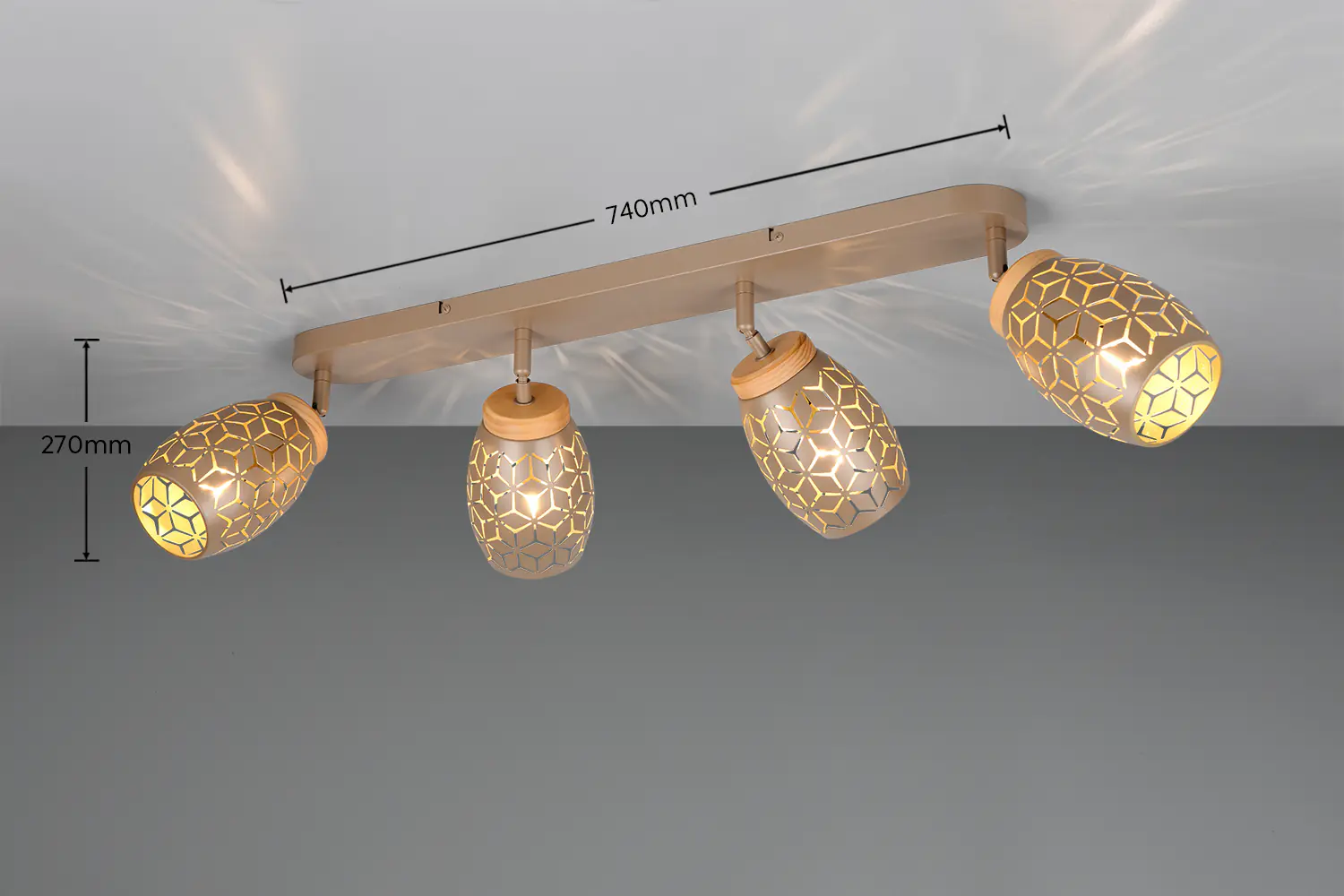 Trio LED-Deckenlampe 4er Spot Bidar 27 x 74 cm coffee/natur