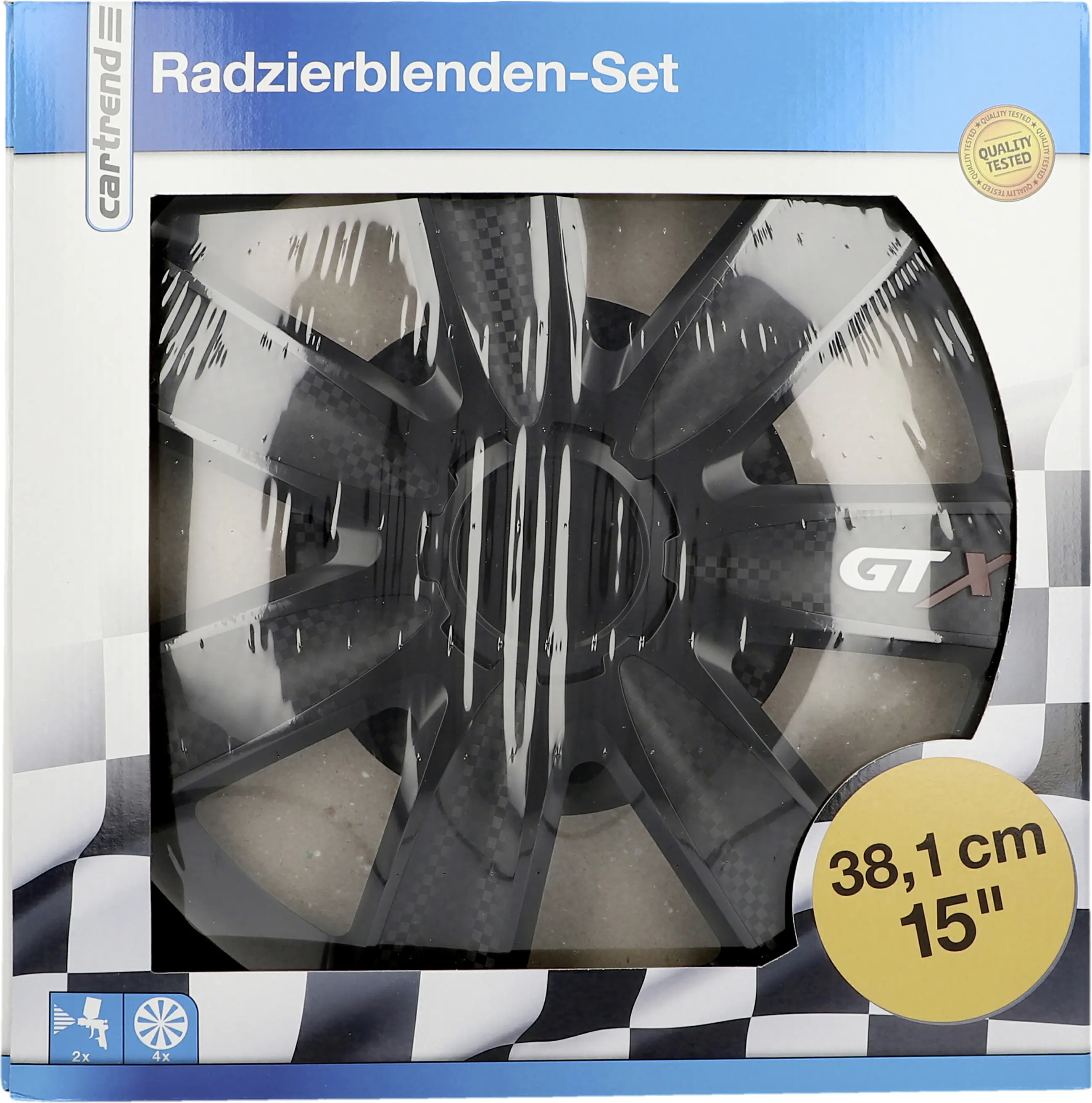 Cartrend Radzierblende Modesto Carbon 38 cm (15 Zoll) schwarz 4 Stück