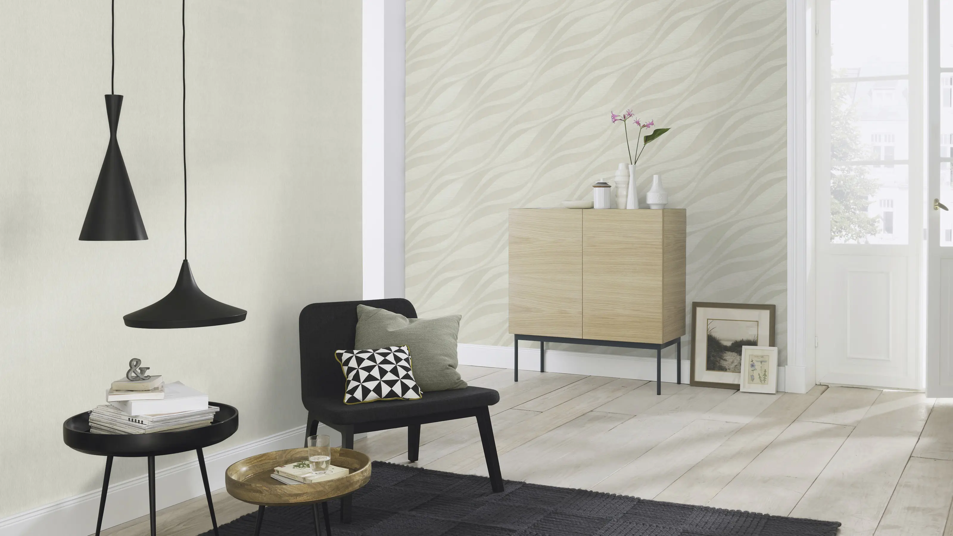 Rasch Vliestapete Uni Sky Lounge beige grau metallic 10,05 x 0,53 m