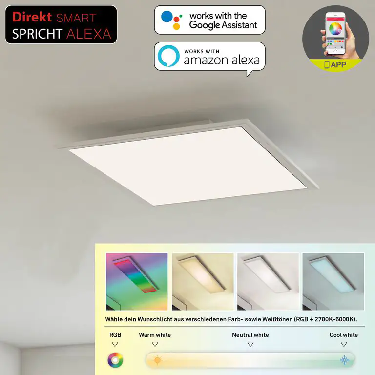 Telefunken LED Panel Direkt Smart WiFi weiß