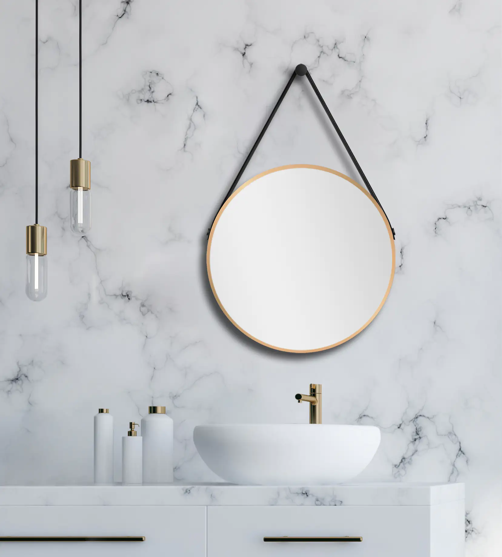 DSK Design Spiegel Silver Coiffeur Ø50 cm, gold