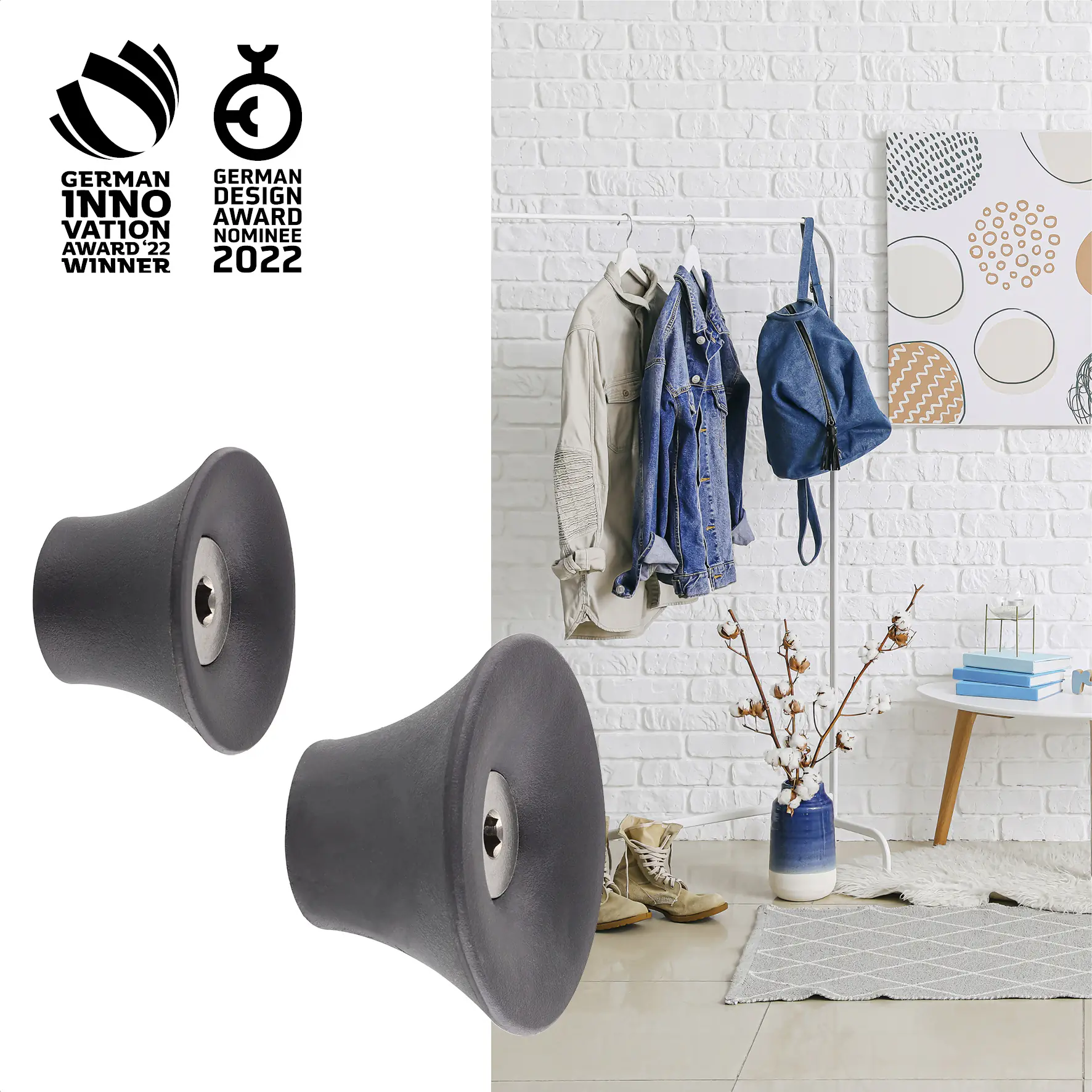 Wagner Wandhaken-Set hooks4home Tulip Tragkraft bis 2 kg Kunststoff schwarz 4 Stück