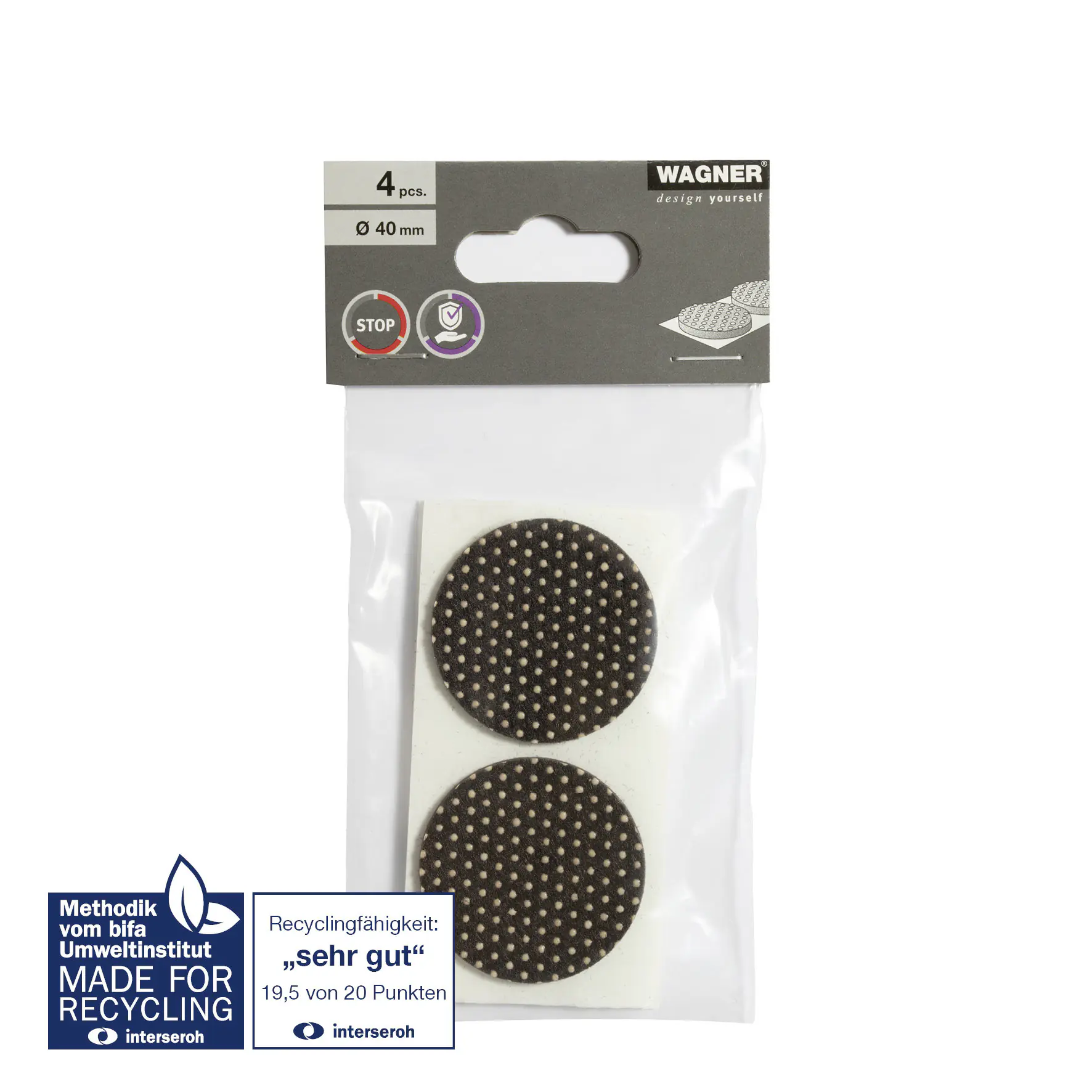 Wagner Anti-Rutschpad für Möbel selbstklebend Ø 40 x 3 mm braun beige - 4 Stück 