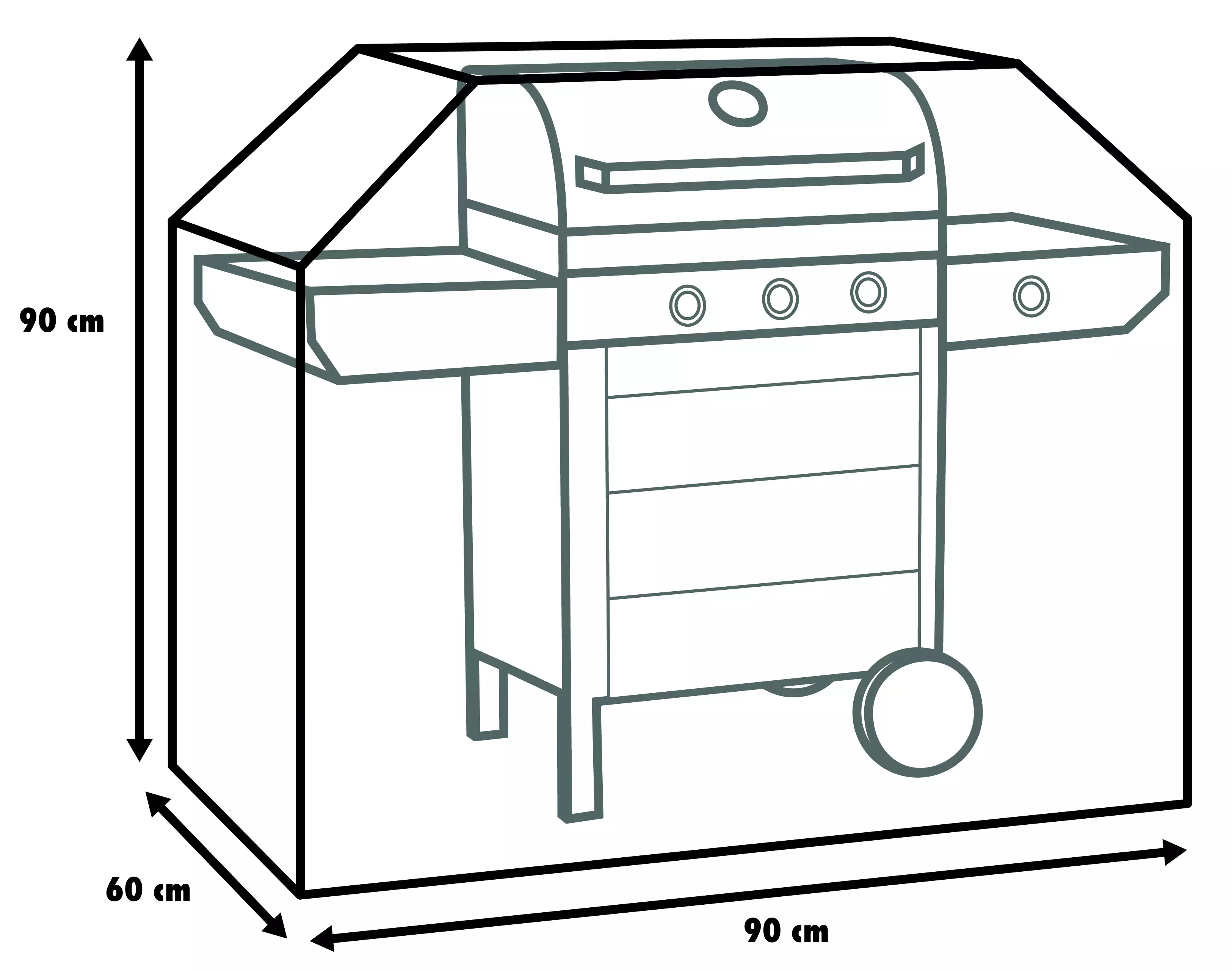 Primaster Schutzhülle für Gasgrills und Grillwagen 90 x 60 x 90 cm