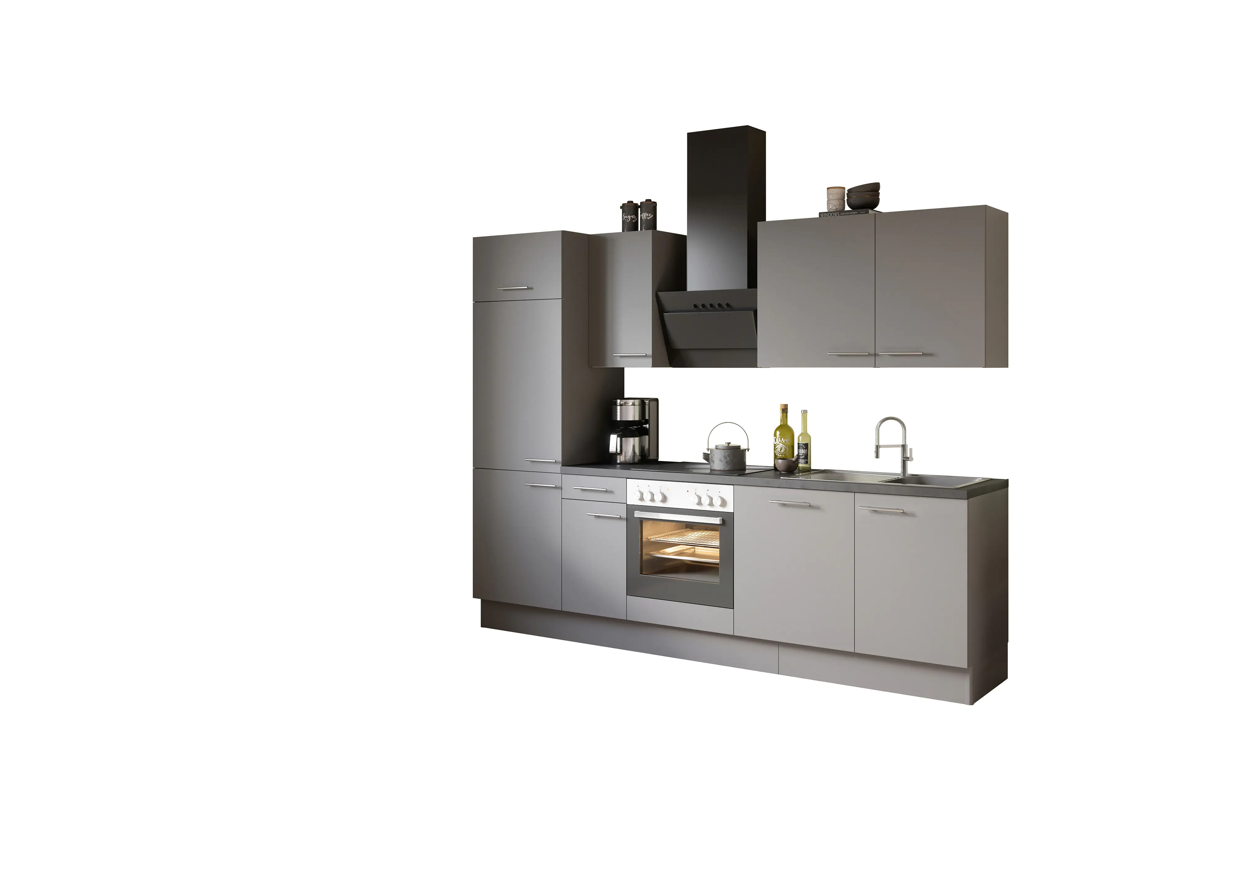 Optifit Küchenzeile Mats mit E-Geräte basaltgrau 270 cm