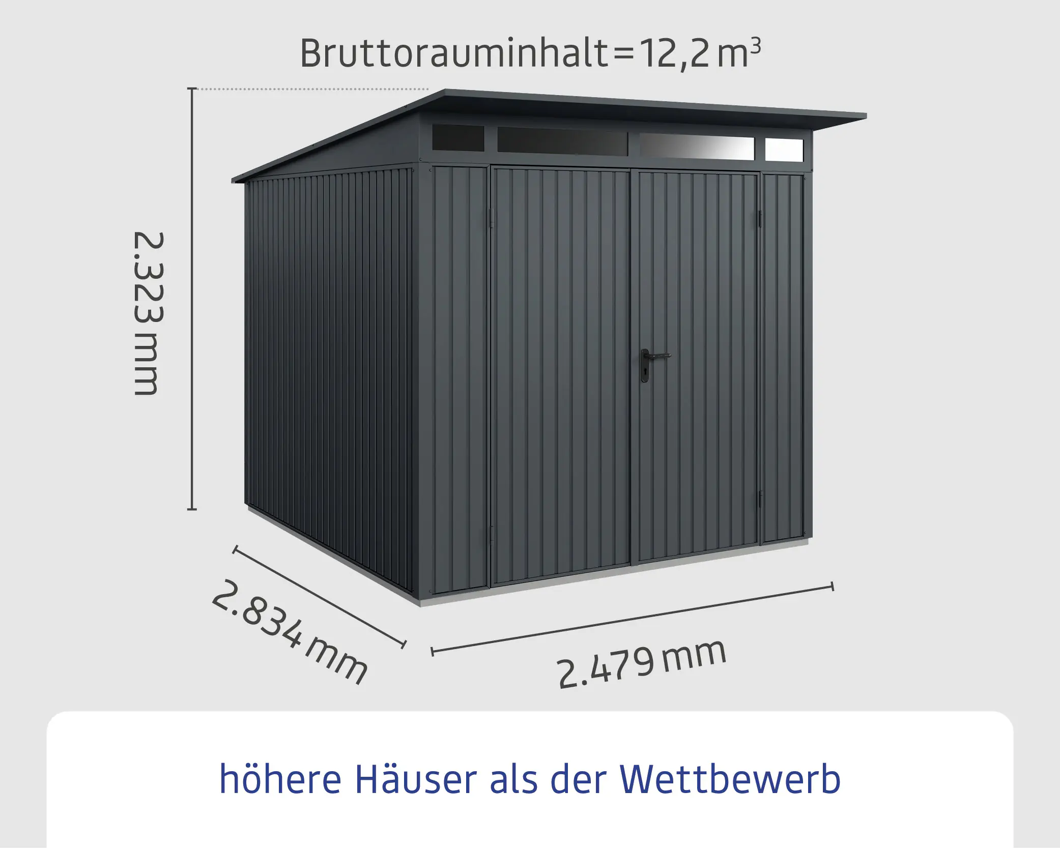 EcoStar Gerätehaus Trend-P Typ 2 anthrazitgrau 247,9 x 283,4 x 232,3 cm