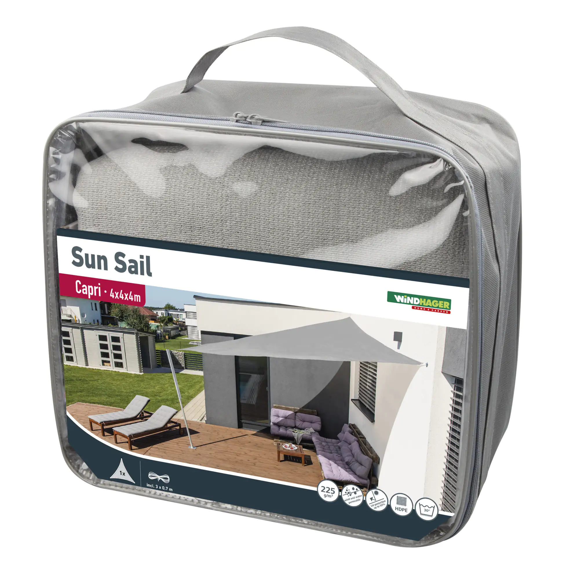Windhager Sonnensegel Capri grau 4 x 4 x 4 m