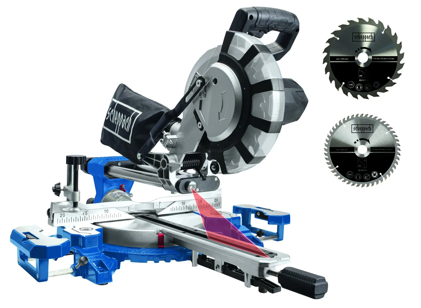Scheppach Kapp-, Zug- und Gehrungssäge HM216SPX 2.000 W Lasermarkierhilfe