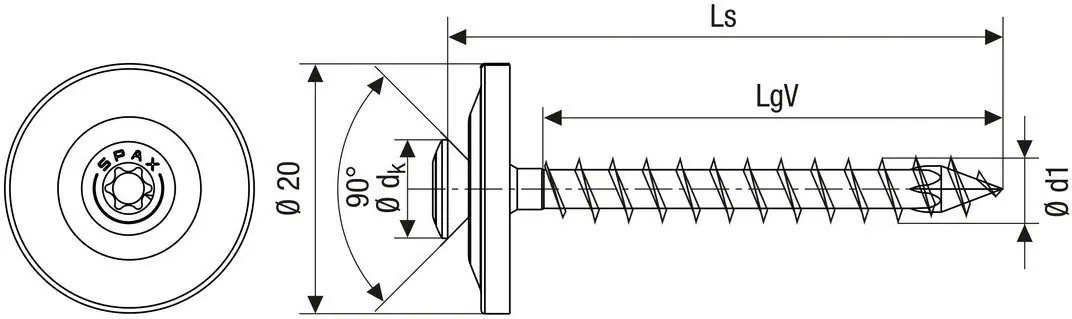 Spax Spenglerschrauben 4,5 x 55 mm T20 Vollgewinde - 25 Stk. 