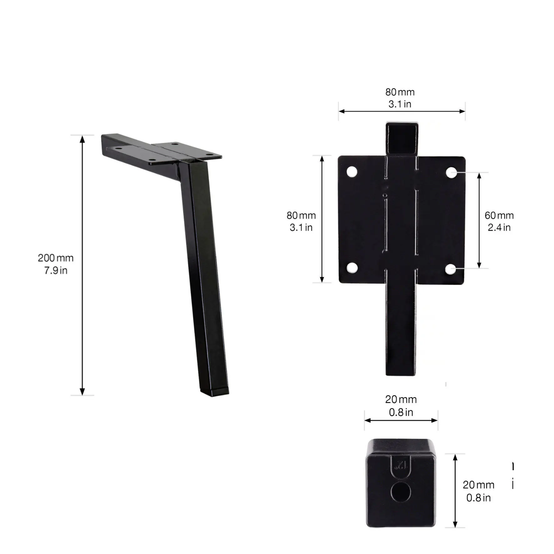 Wagner Möbelfuß ST 5420 Stahl 20 cm schwarz - 1 Stück
