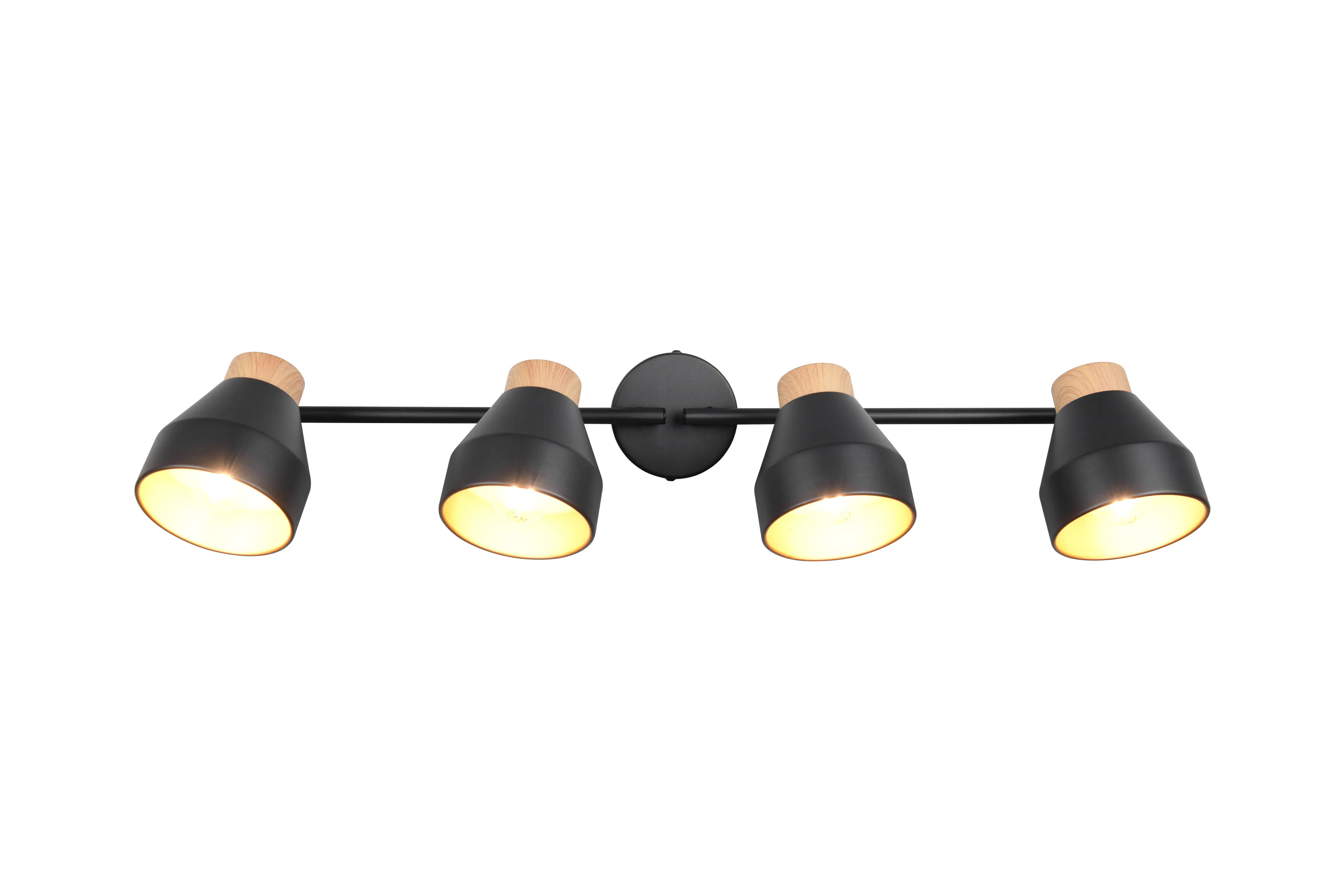 Trio LED-Deckenlampe 4er Spot Valentin 22 x 71,5 cm schwarz matt/natur