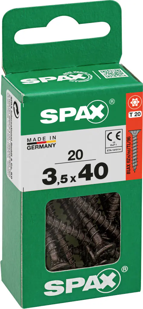 Spax Universalschrauben 3,5 x 40 mm T20 Vollgewinde - 20 Stk. 
