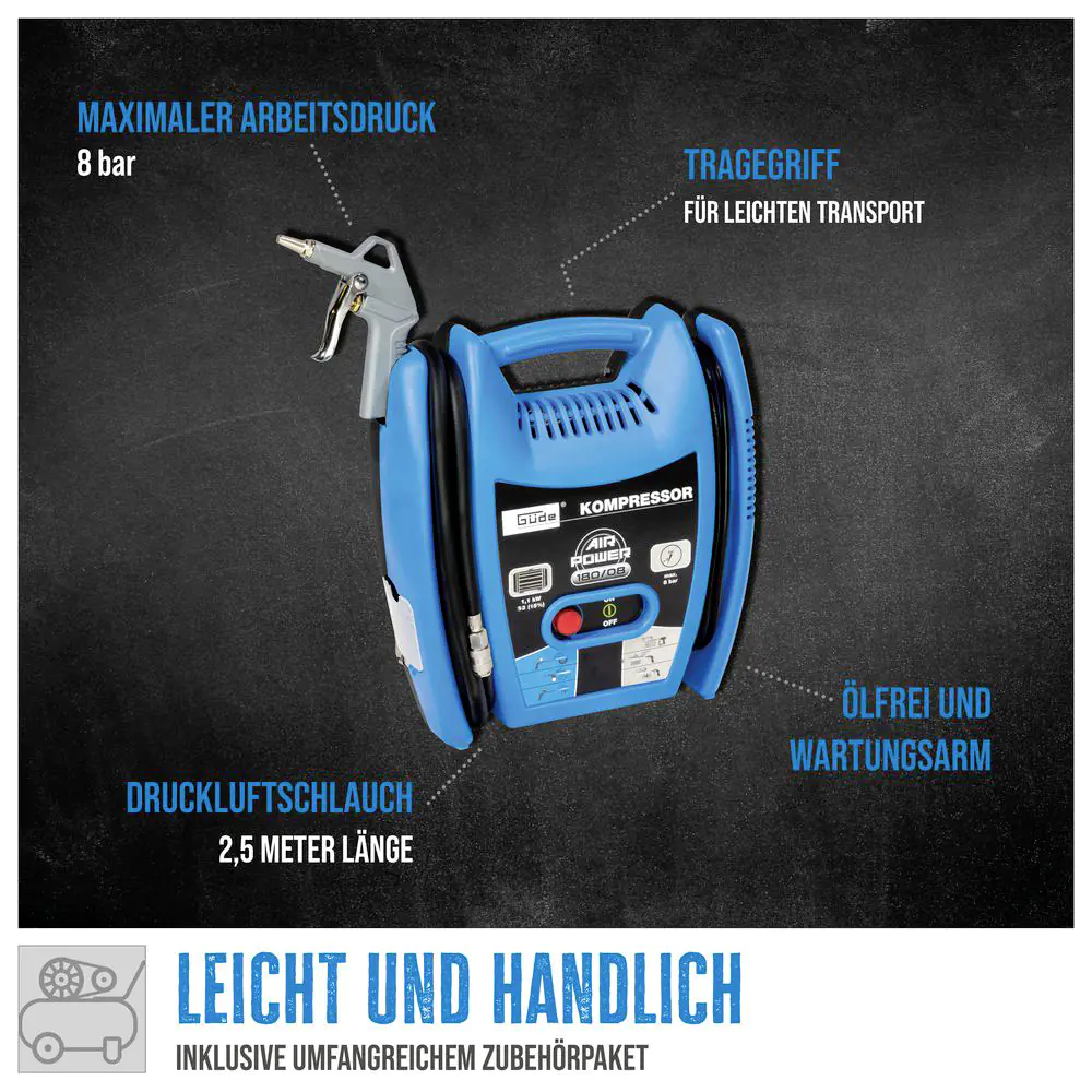 Güde Multikompressor-Set Airpower 180-08 8 bar 180 l/min 1,1 kW