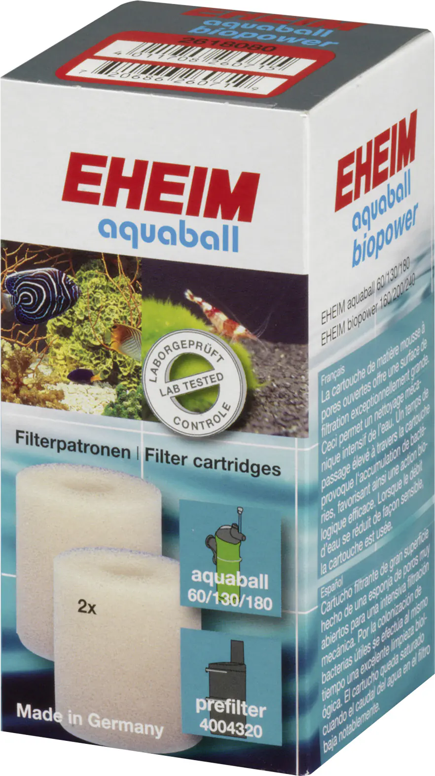 Eheim Filterpatrone für Aquaball 60/130/180 und Biopower 160/200/240 - 2 Stück