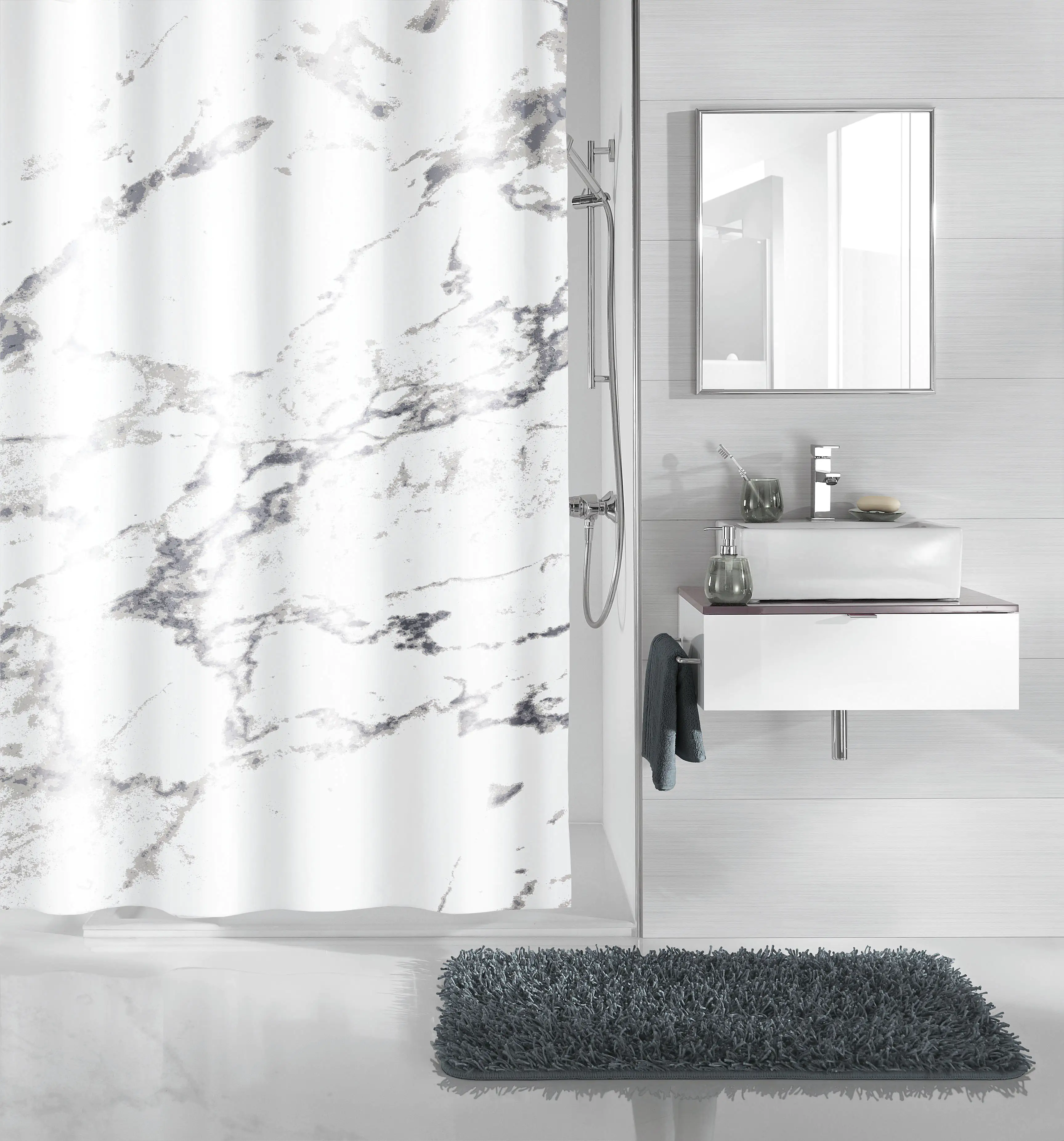 Kleine Wolke Duschvorhang Marble anthrazit, 180 x 200 cm