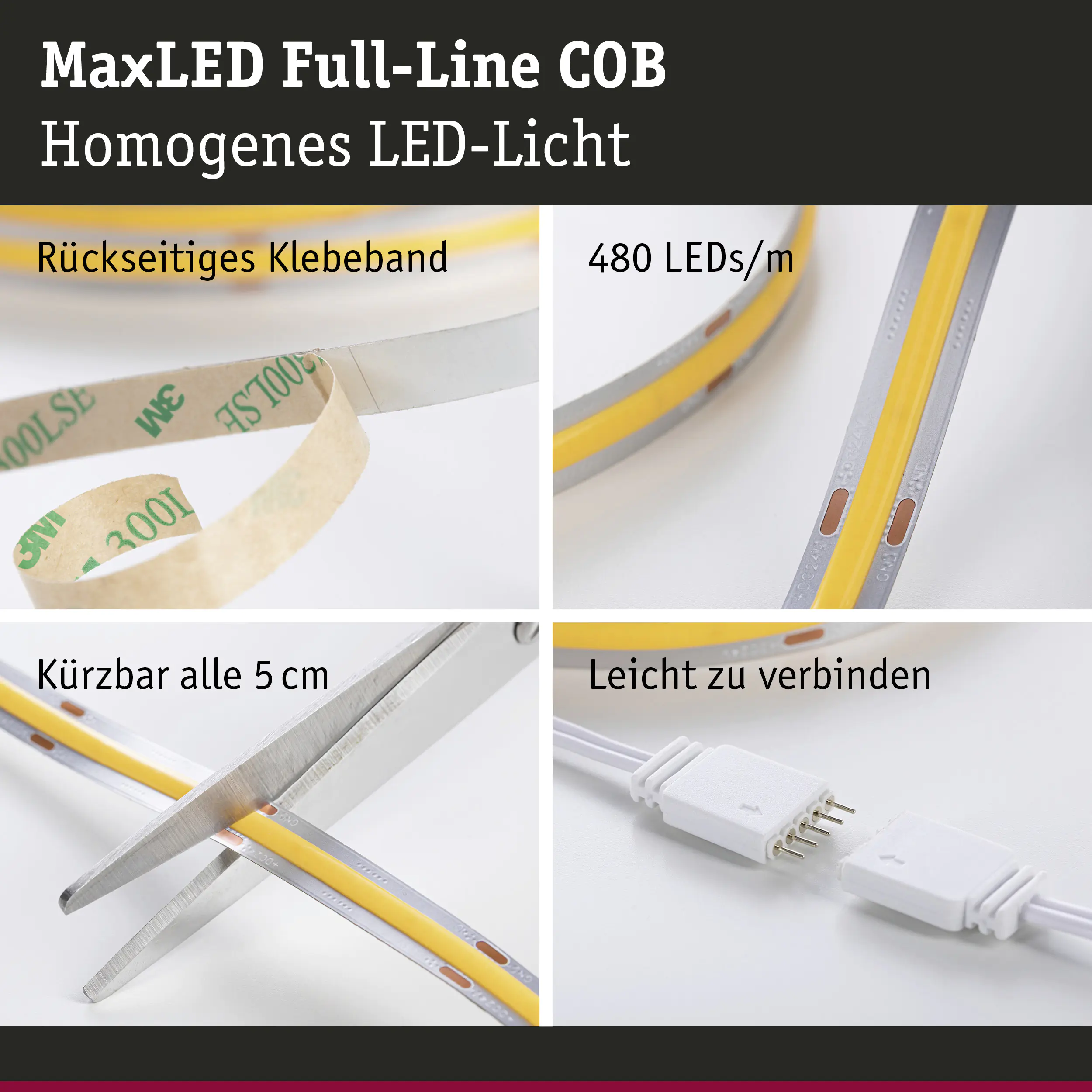 Paulmann MaxLED 1000 Stripe-Basisset 3 m warmweiß Full-Line COB silber