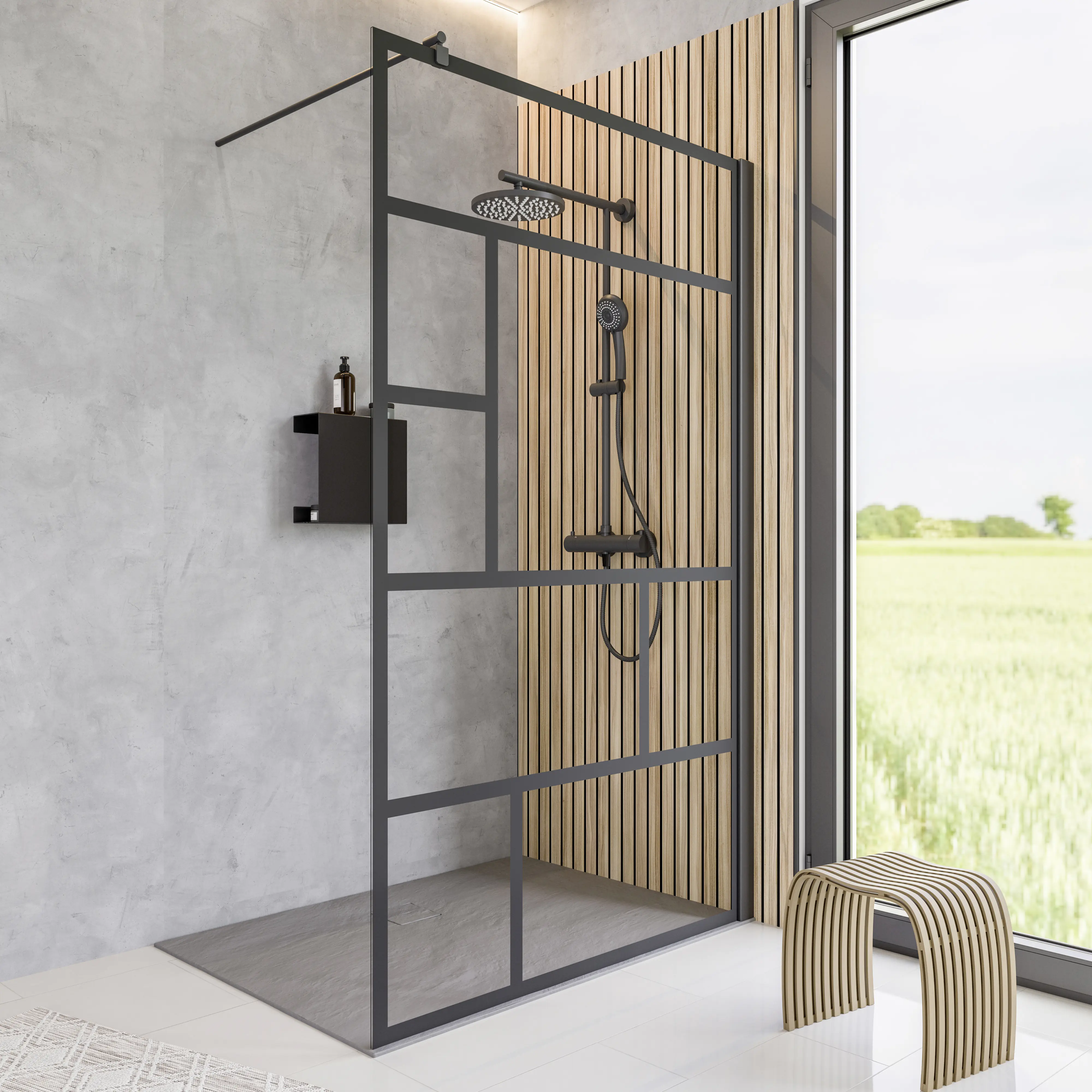 Schulte Duschwand Alexa Style 2.0 Walk In 90 x 200 cm mattschwarz