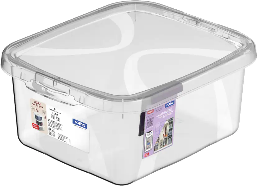 Rotho Aufbewahrungsbox Lona mit Deckel 19,8 x 16,5 cm 2 L transparent