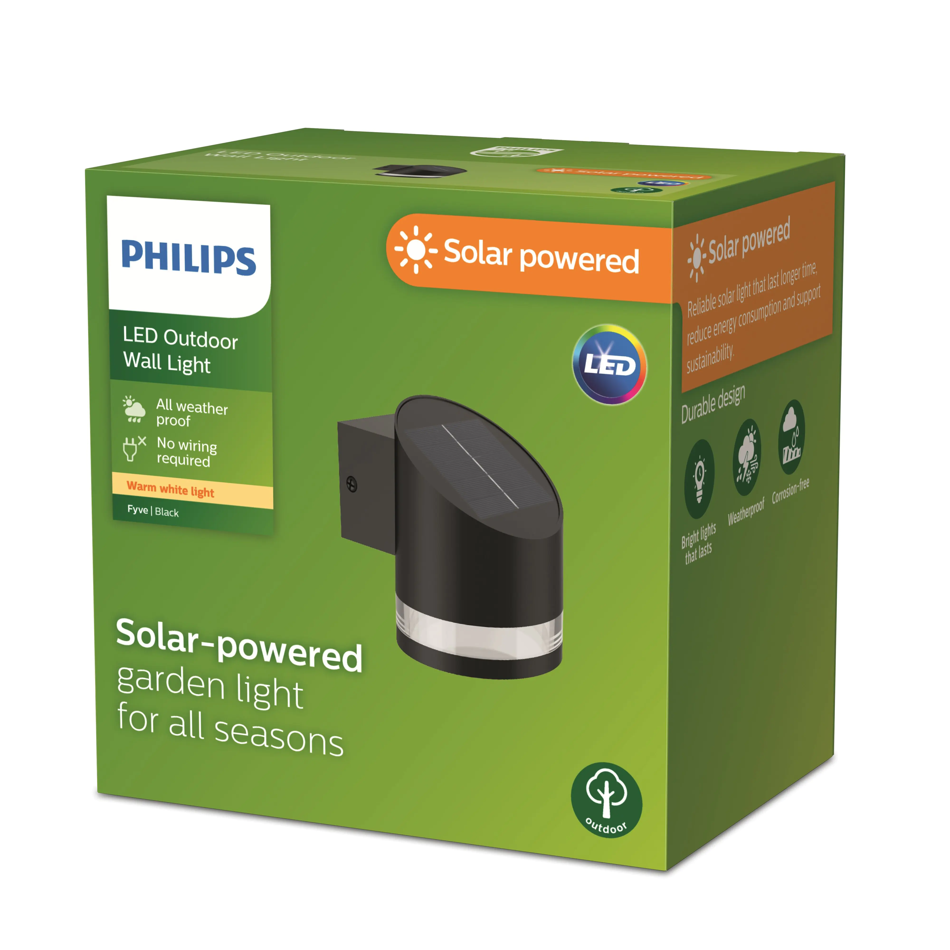 Solar Wandleuchte Fyve 13,4 x 13,2 x 9,7 cm schwarz