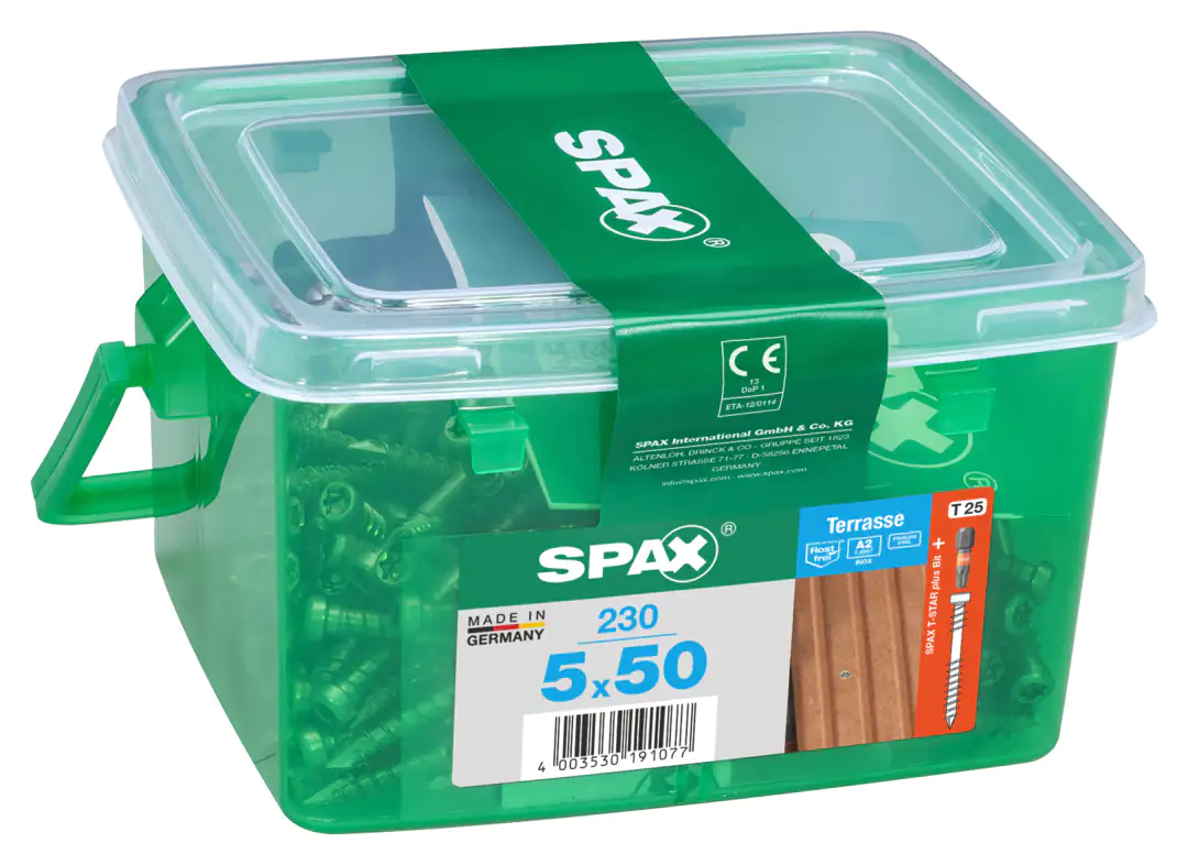 Spax Terrassenschrauben 5.0 x 50 mm TX 25 Zylinderkopf - 230 Stk.