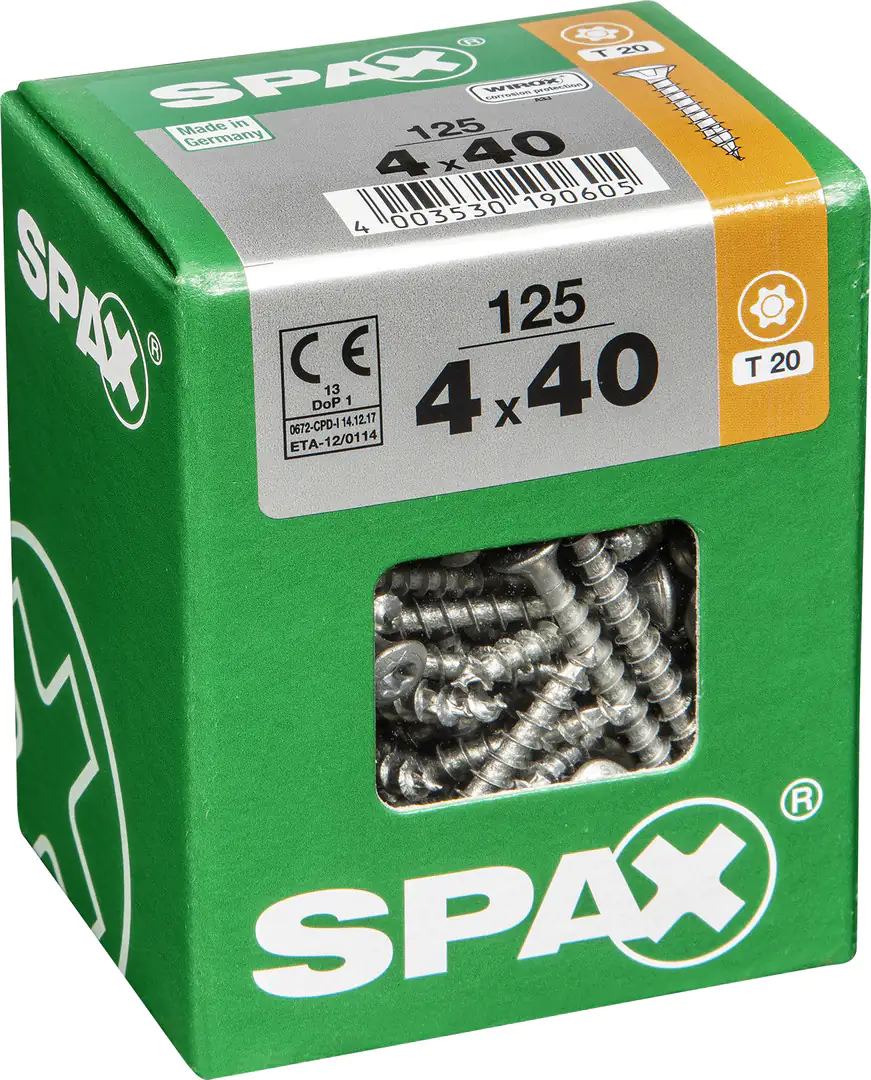 Spax Universalschrauben 4.0 x 40 mm TX 20 Linsenkopf - 125 Stk.