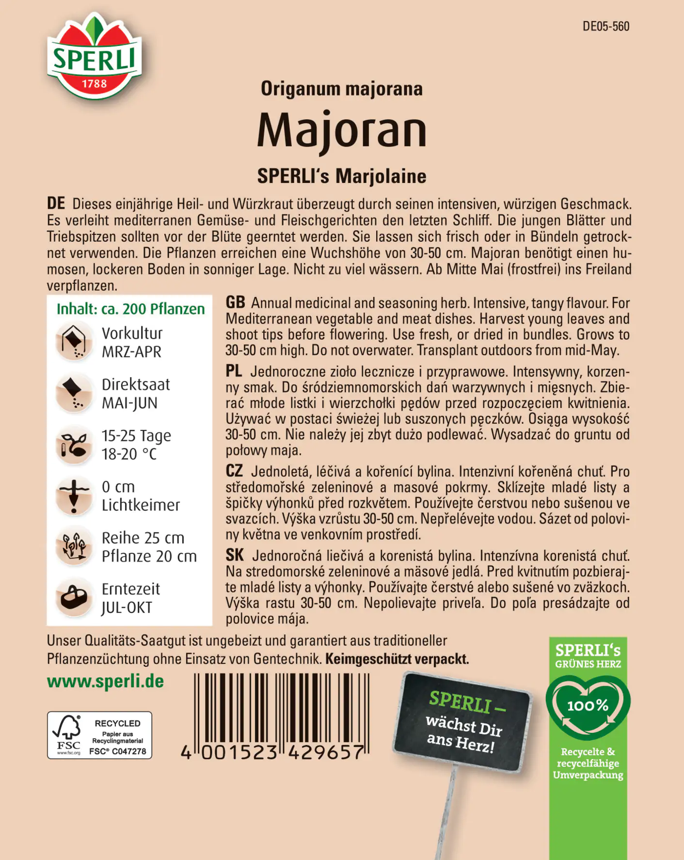 Sperli Majoran Sperli 's Marjolaine