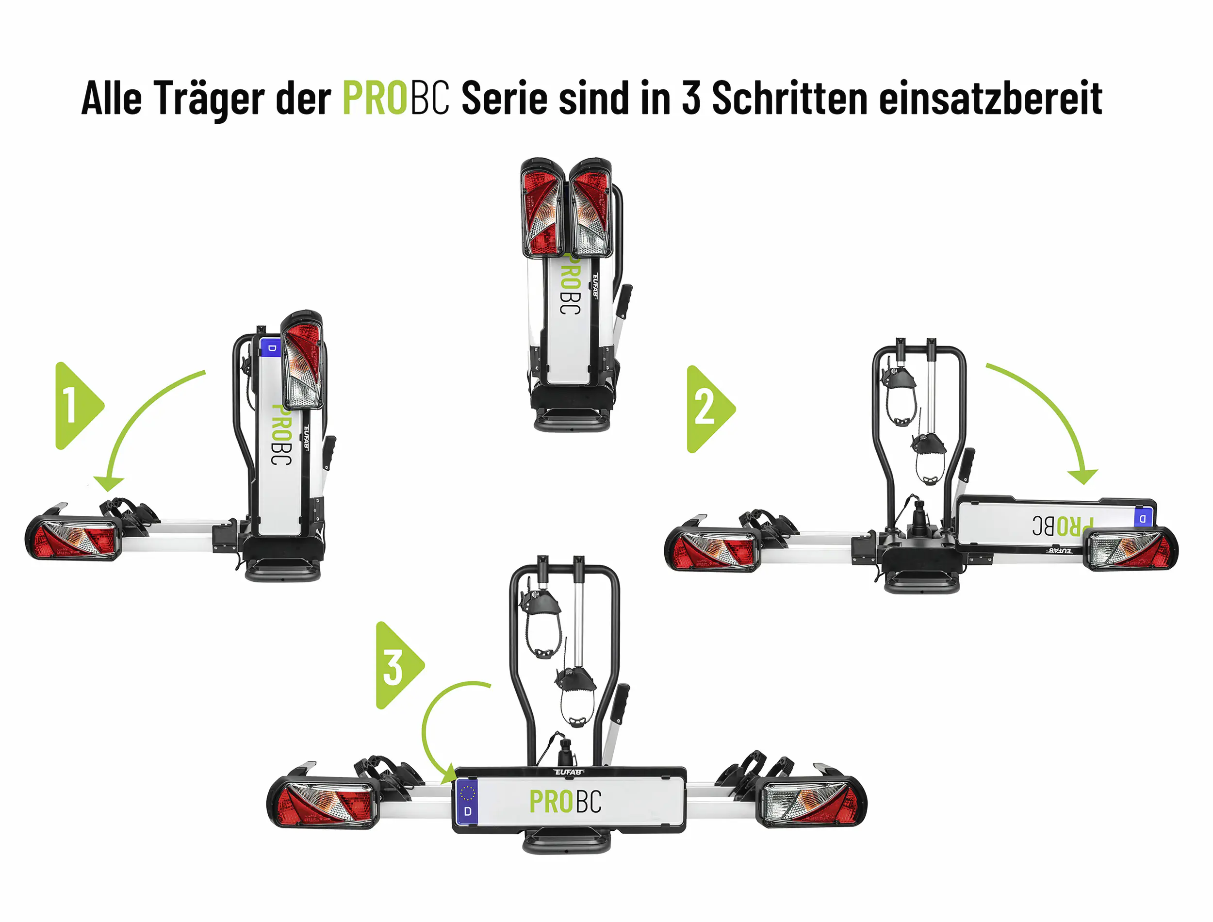 EUFAB Fahrradträger ProBC3 für 3 Fahrräder komplett vormontiert