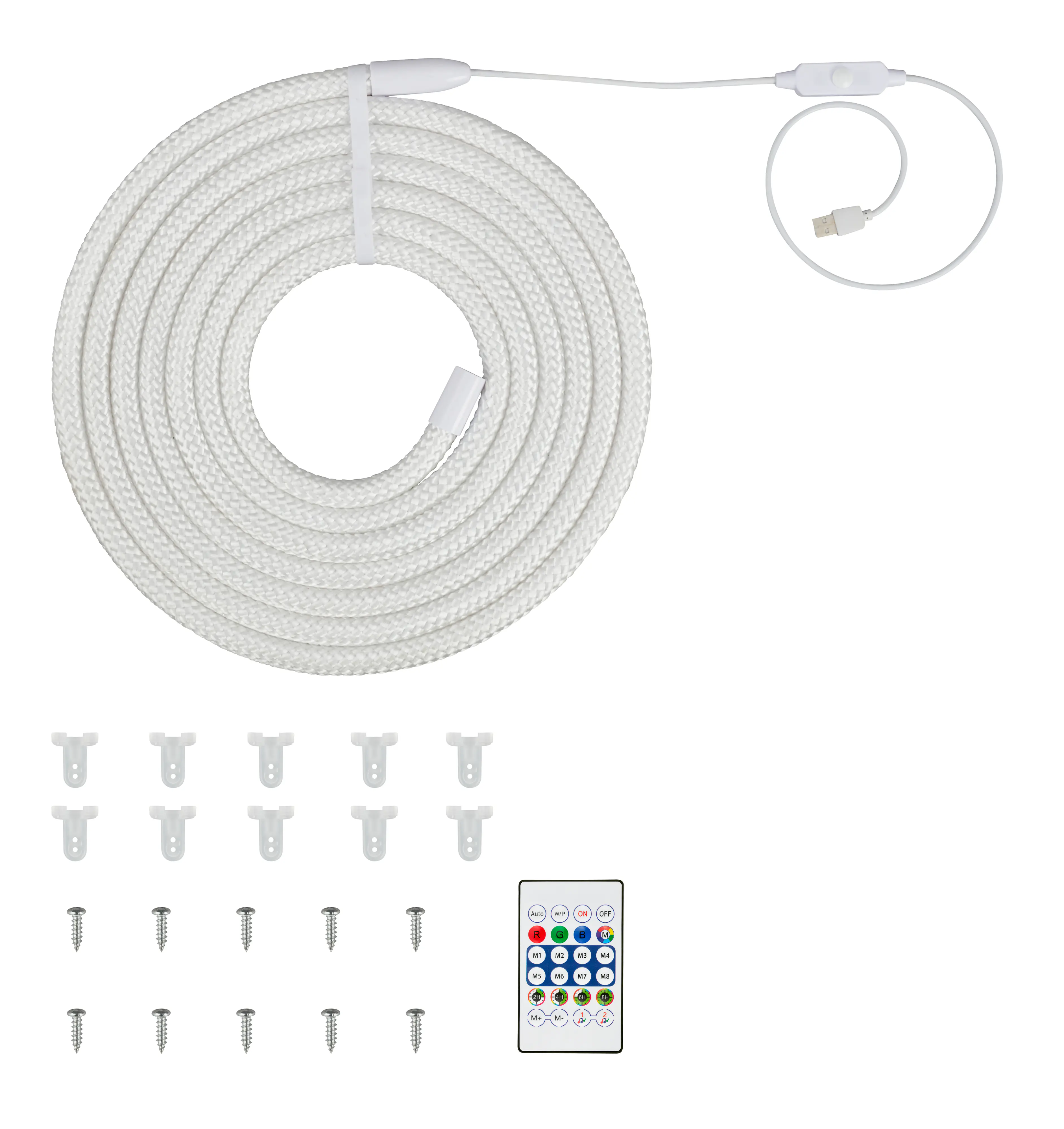 Briloner LED-Lichtschlauch RGBIC mit Musiksensor 5 m dimmbar weiß