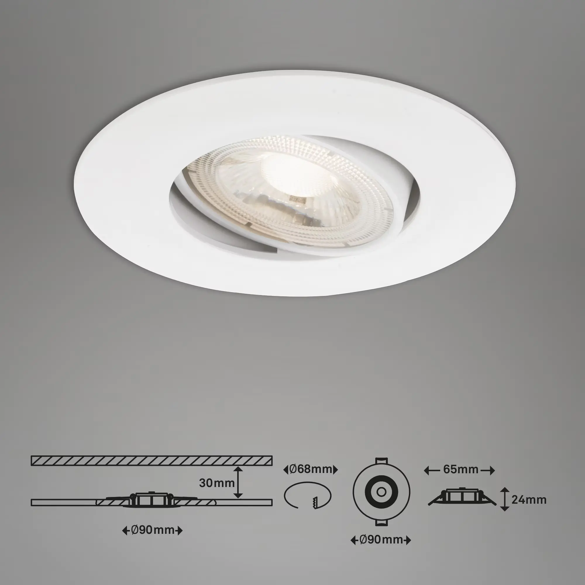 Briloner 3er Set LED Einbauleuchte Nava Move weiß Ø 9 cm warmweiß