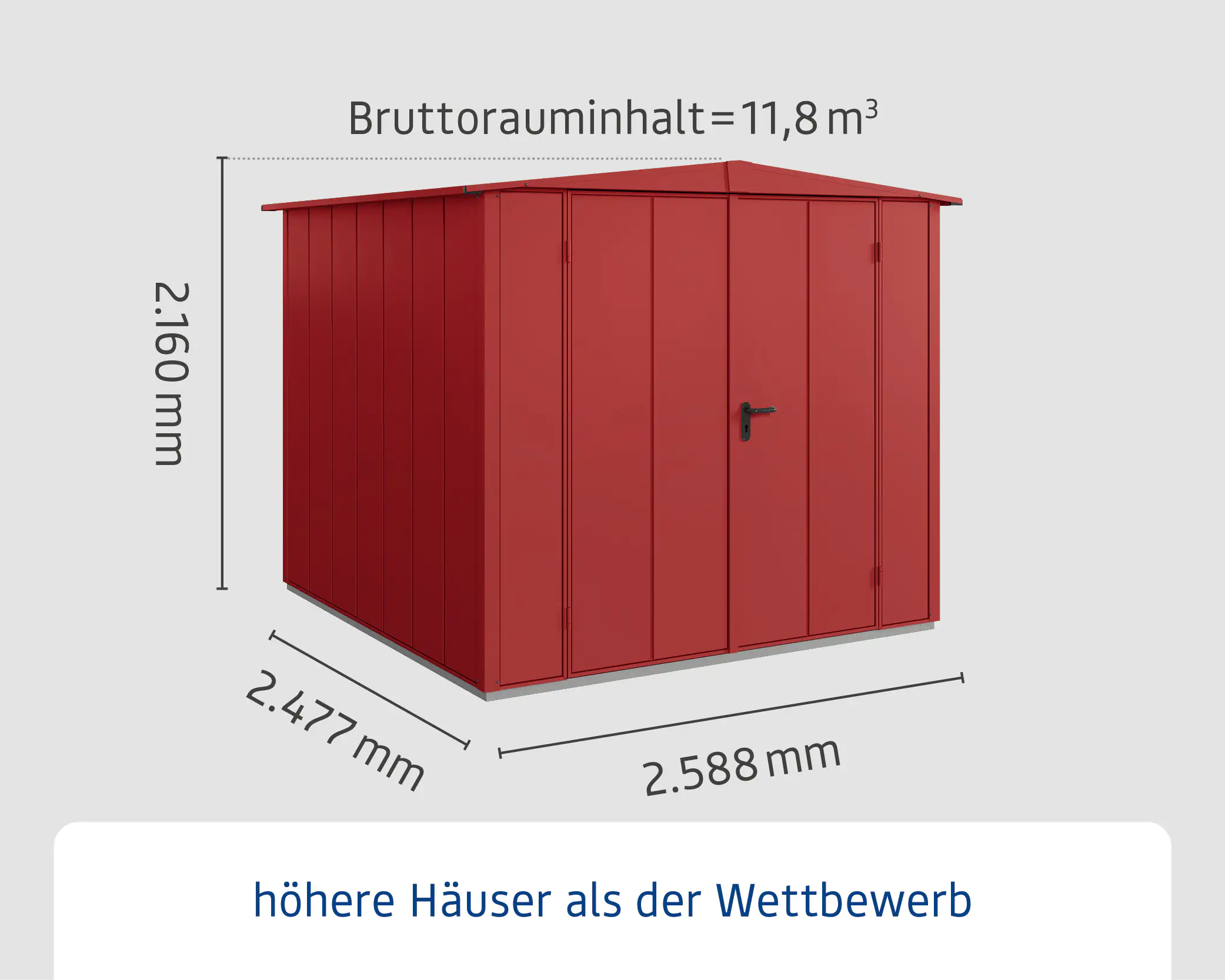 EcoStar Gerätehaus Elegant-S Typ 2 purpurrot 2 flg 258,8 x 247,7 x 216 cm