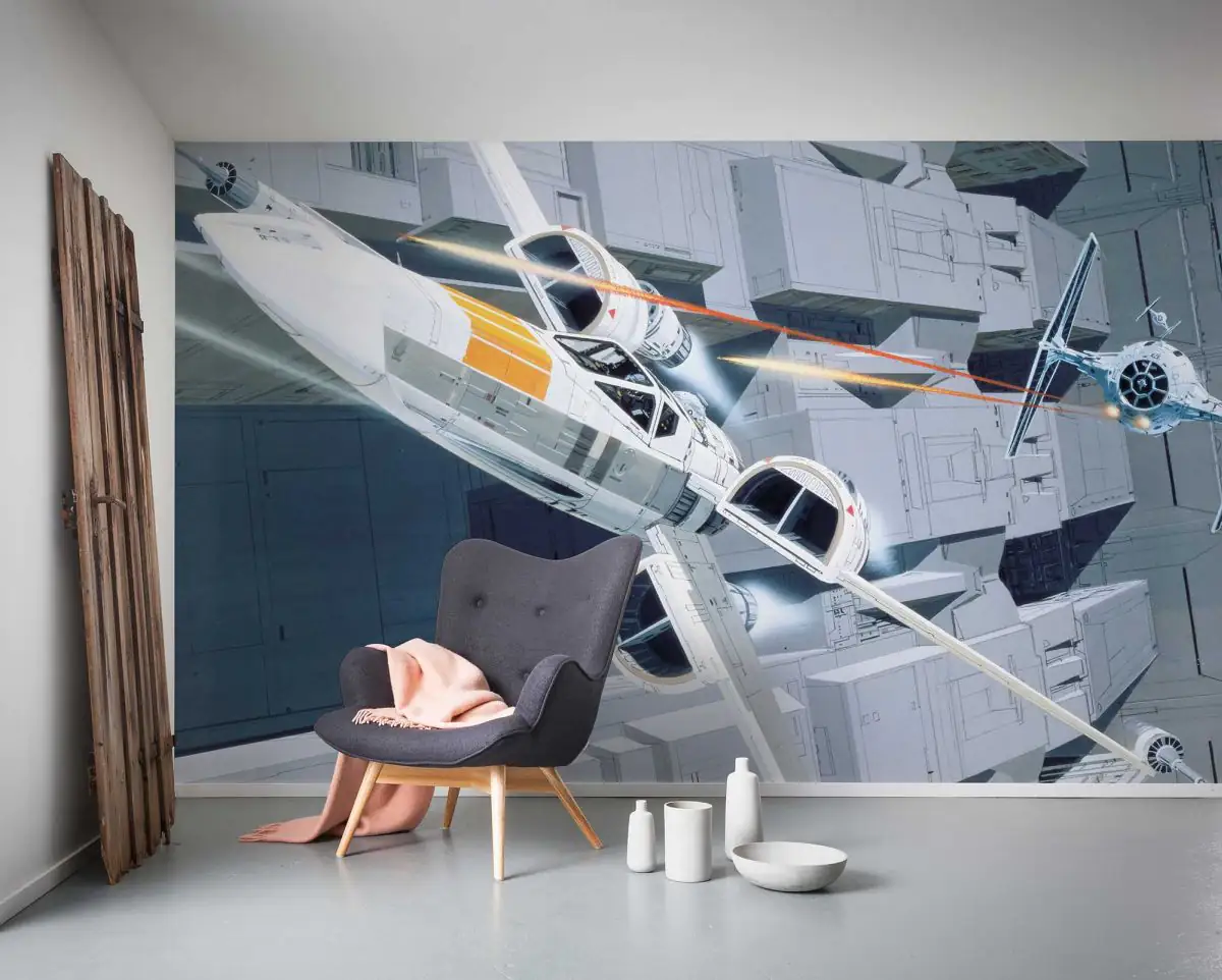 Komar Vlies Fototapete Star Wars Classic X-Wing vs. TIE-Fighter 500 x 250 cm 