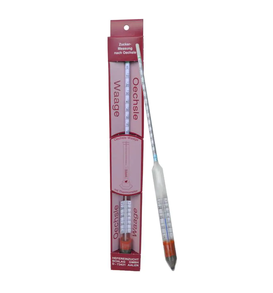 Vina Aräometer Mostwaage mit Thermometer 0 - 130°Oe  