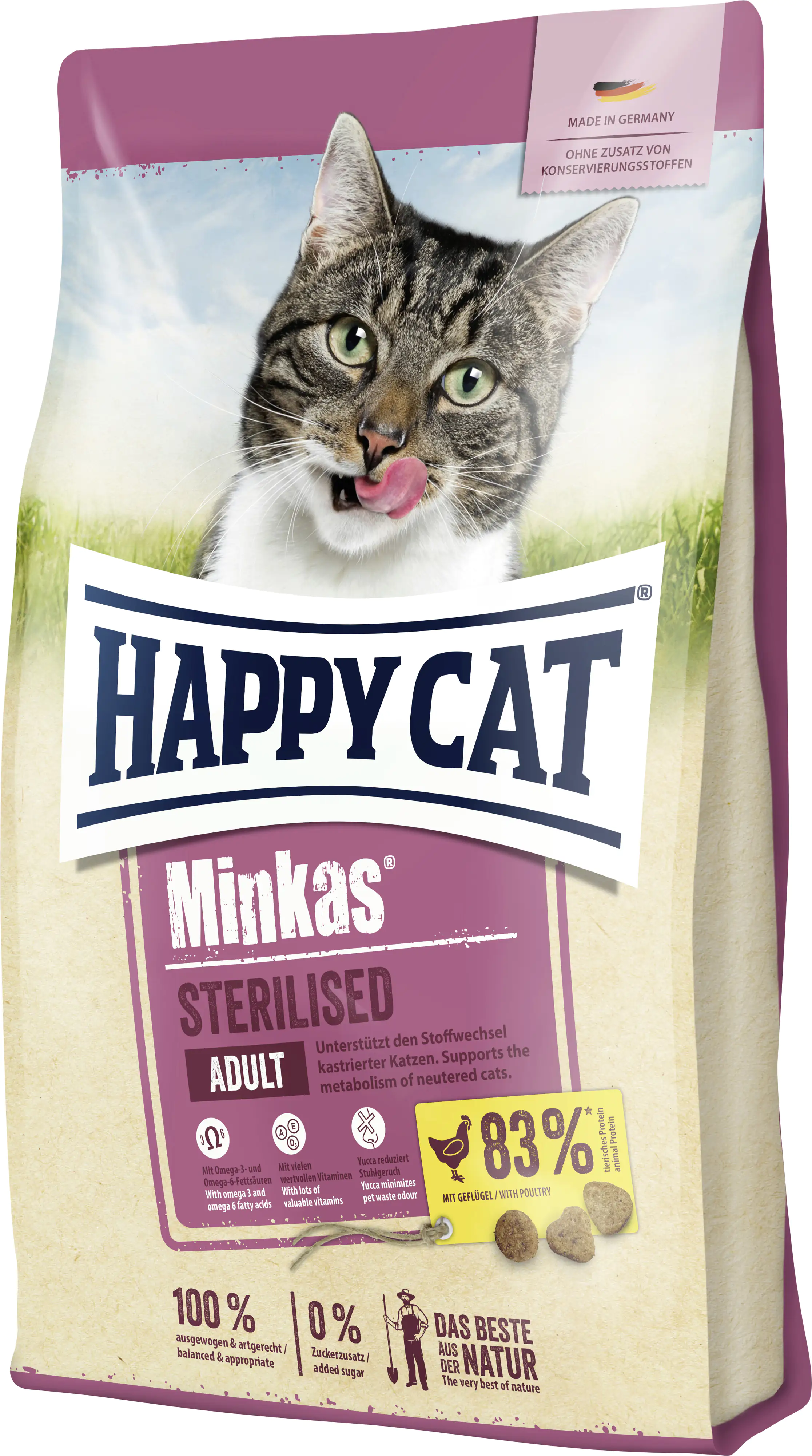 HappyCat Katzenfutter Minkas Sterilised Geflügel 1,5 kg