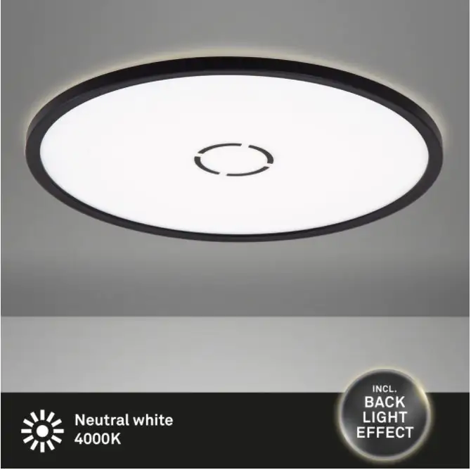 Briloner Slim LED Panel Free schwarz Ø 42 cm mit Backlight-Effekt