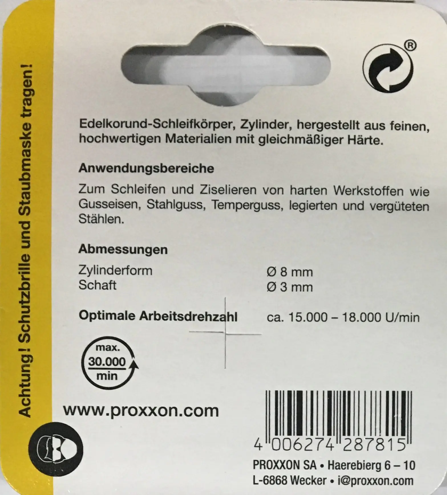 Proxxon Micromot Edelkorund-Schleifkörper 8 x 13 mm