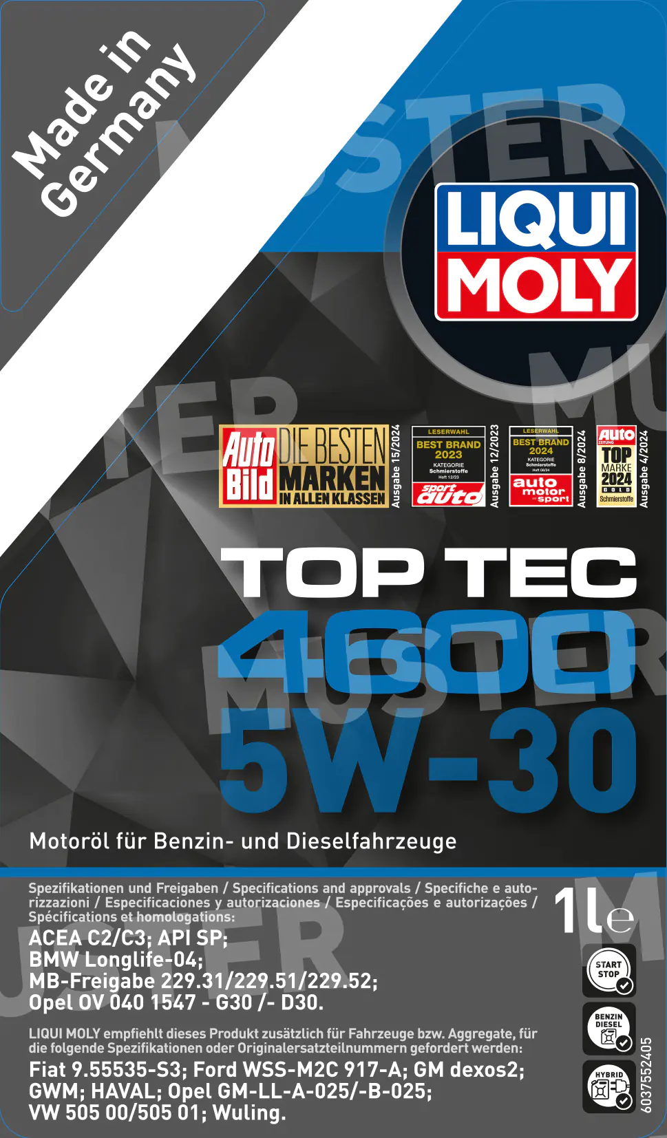 Liqui Moly Motoröl Top Tec 4600 SAE 5W-30 1 L